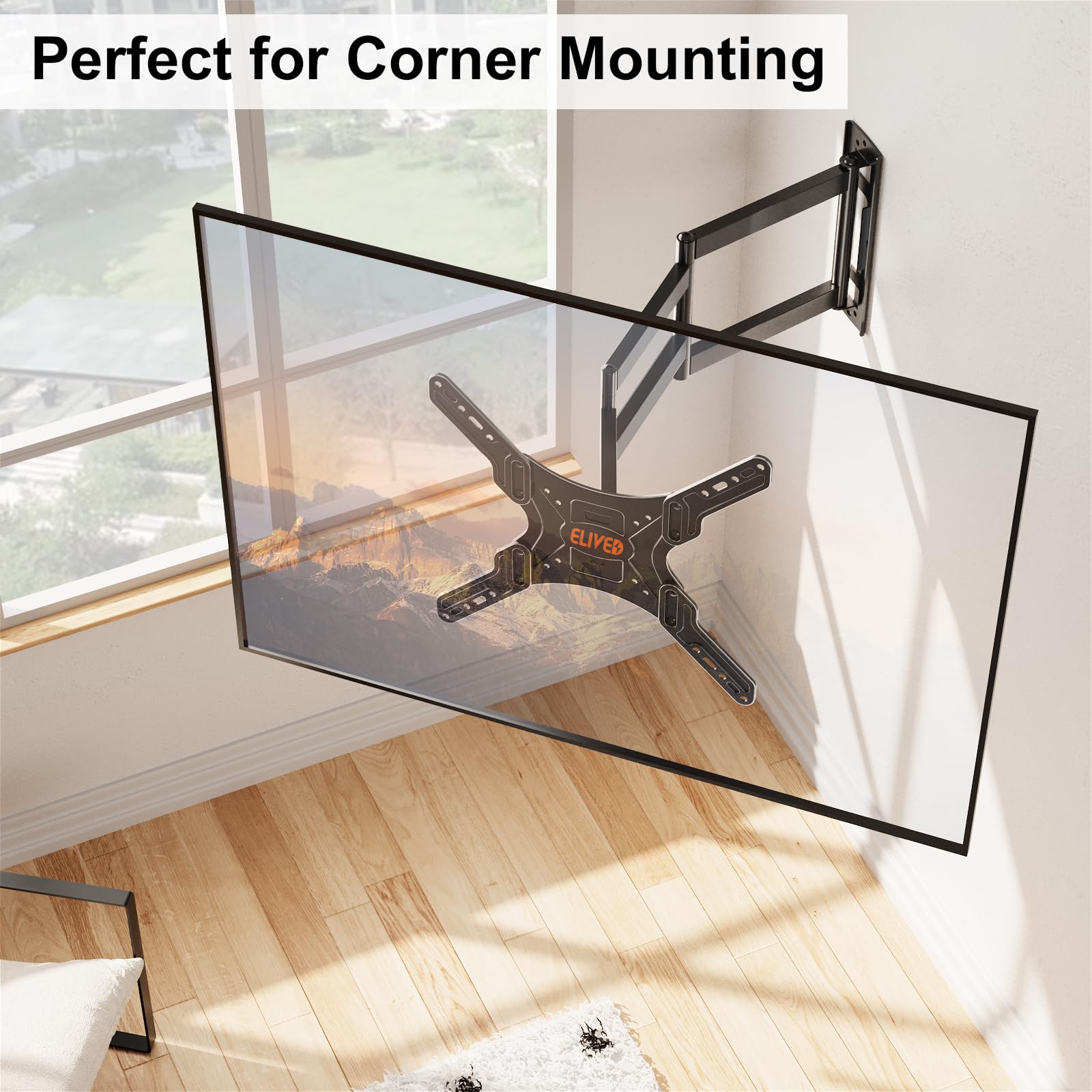 Elived Long Arm Tv Wall Mount For Most 26 60 Inch Tvs, 29.5 Inch Long Extension Tv Mount Swivel And Tilt, Full Motion Wall Mount