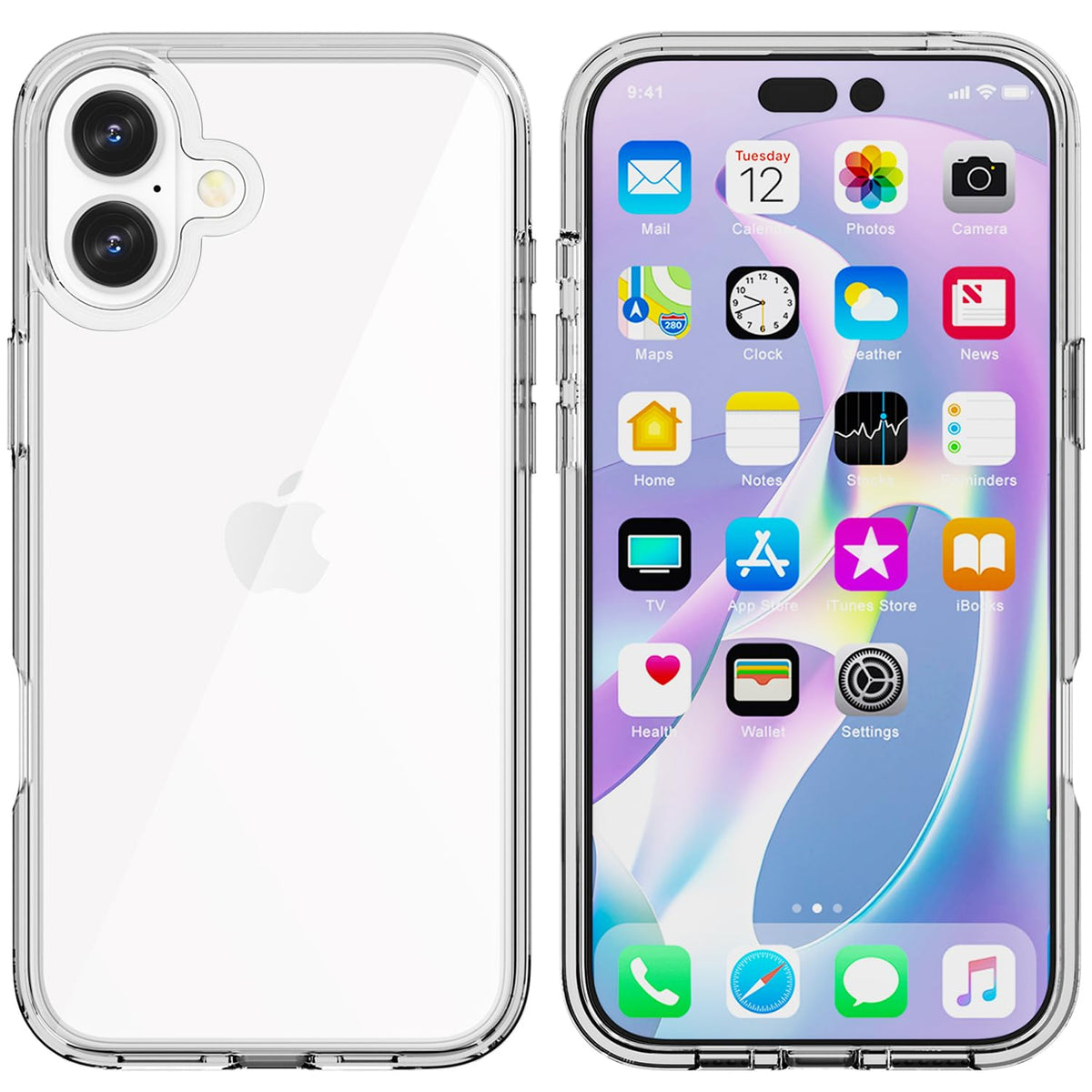 Tenoc Phone Case Compatible With Iphone 16 Plus, Clear Case Non Yellowing Protective Bumper Hard Back Cover For 6.7 Inch