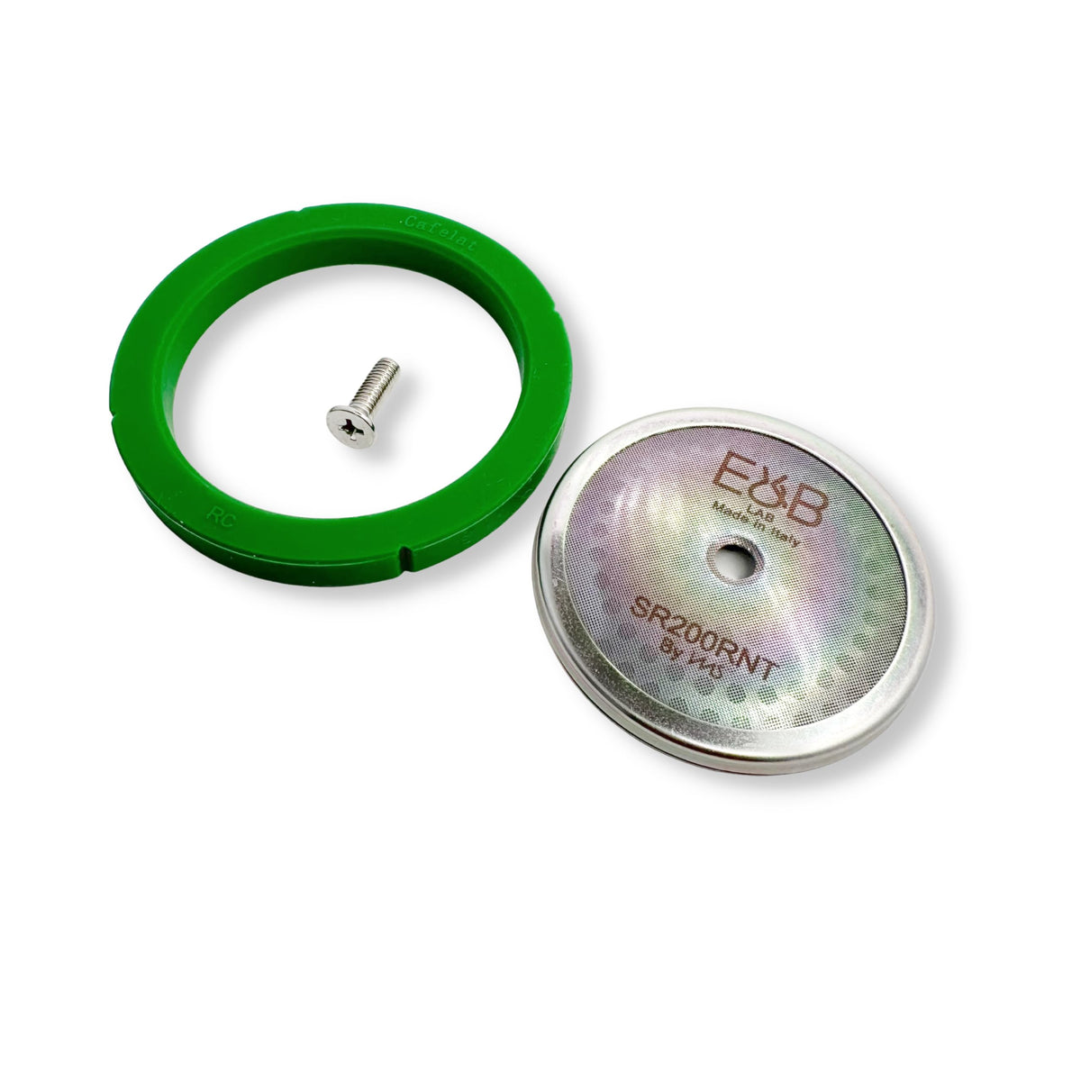 Custom Tune Up Kit 3In1 For Rancilio Silvia. Ims Nanotech Reinforced Screen Srt200Nt, Cafelat Gasket   Green, Flat Screw