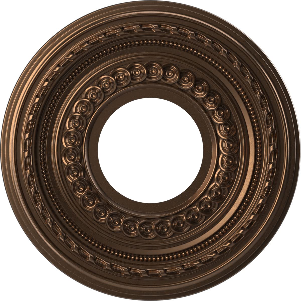 Ekena Millwork CMP10COCAB Cole Thermoformed PVC Ceiling Medallion (Fits Canopies up to 4 1/4), 10OD x 3 1/2ID x 3/4P, Metallic A