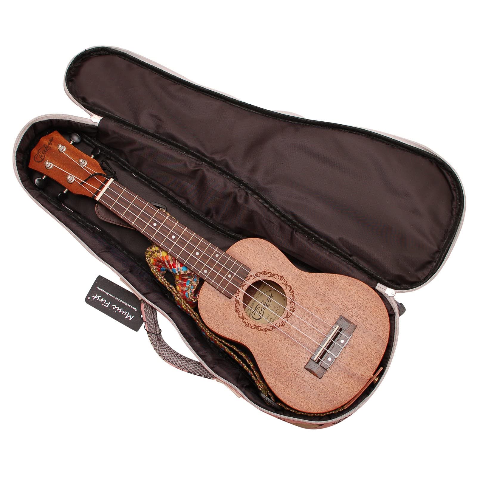 Music First Canvas 21 Soprano Miss Cat Ukulele Case Ukulele Bag Ukulele Cover, Original Design