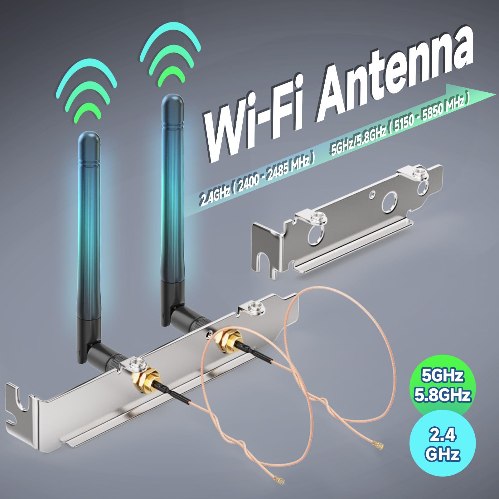 Bingfu Dual Band Wifi Antenna 2.4Ghz 5Ghz 5.8Ghz 3Dbi Mimo Rp Sma Male + 2 X 7.87 Inch U.Fl To Rp Sma Cable + Pcie Slot Bracket