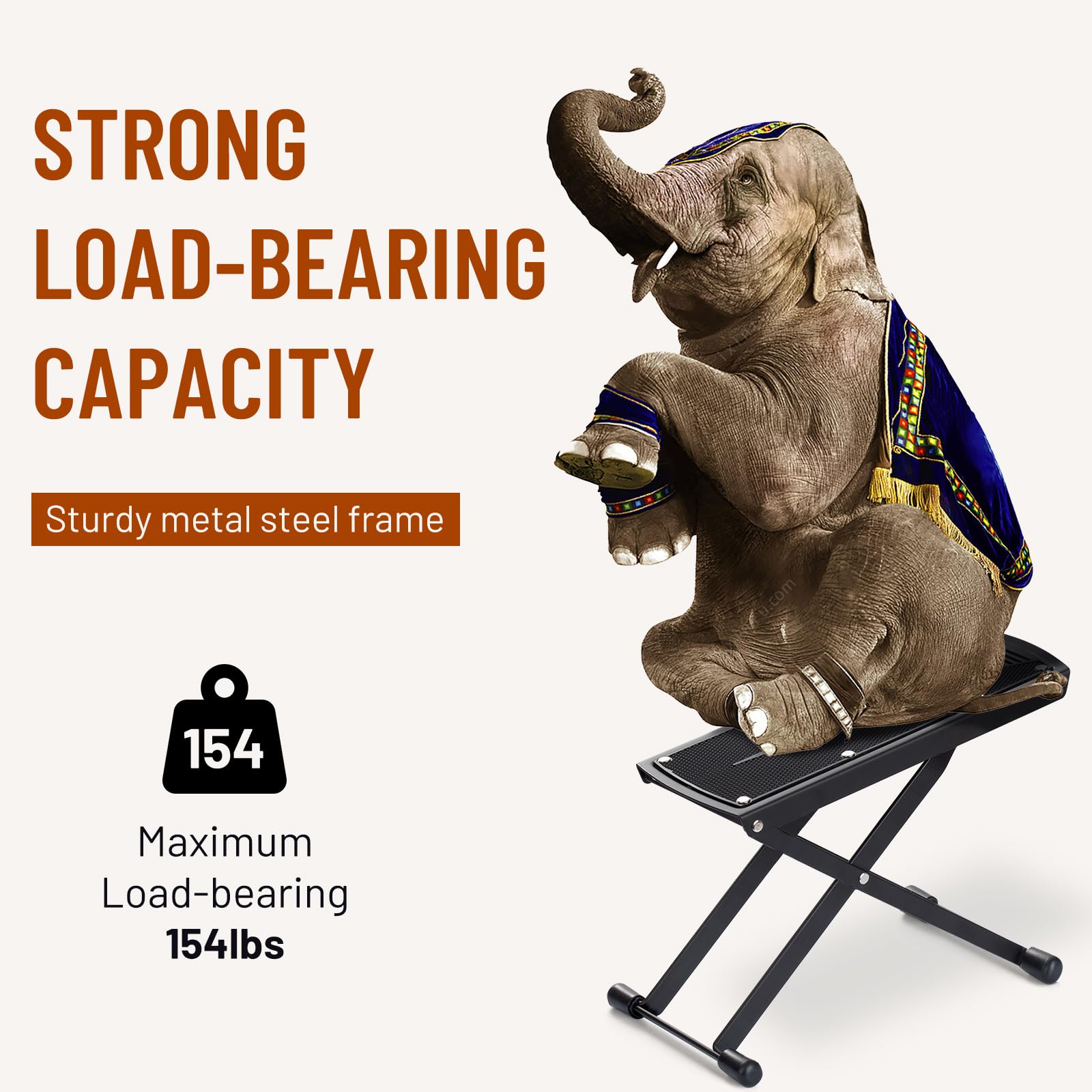 Cahaya Guitar Foot Stool: 6 Position Height Guitar Foot Rest Folding Extra Stable Foot Rest Stool With Rubber Feet And Non Slip