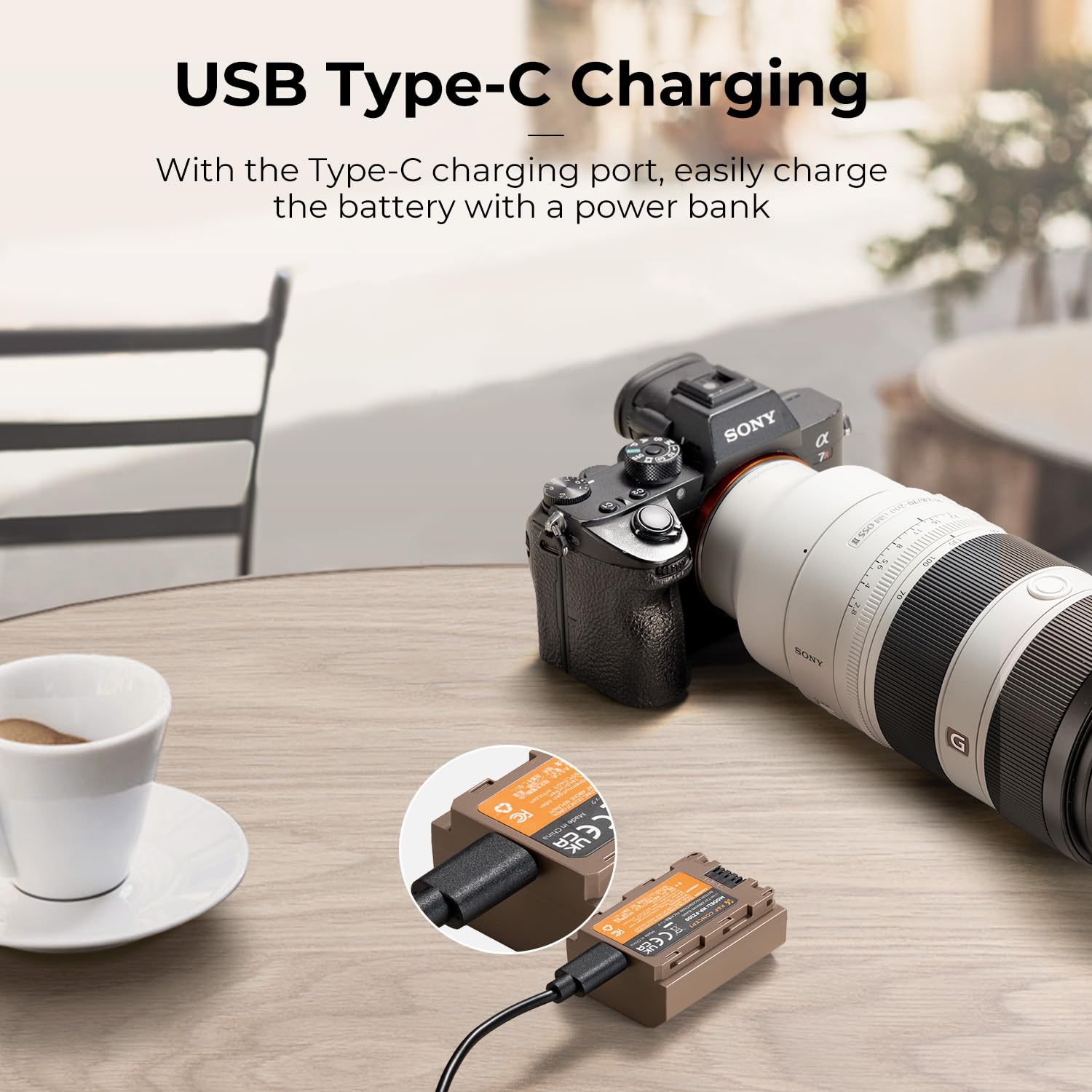 K&F Concept 2-Pack Np-Fz100 Battery, Usb-C Fast Charging A7Iii Batteries Compatible With Sony A7Iii A7Iv A6600 A6700 Zv-E1 Fx3 F