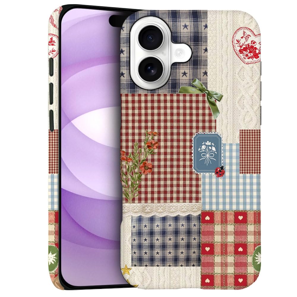 Case for iPhone 17 - Slim Fit Anti-Scratch Phone Case for Girl Women - Patchwork Quilt Floral Retro (Frosted)