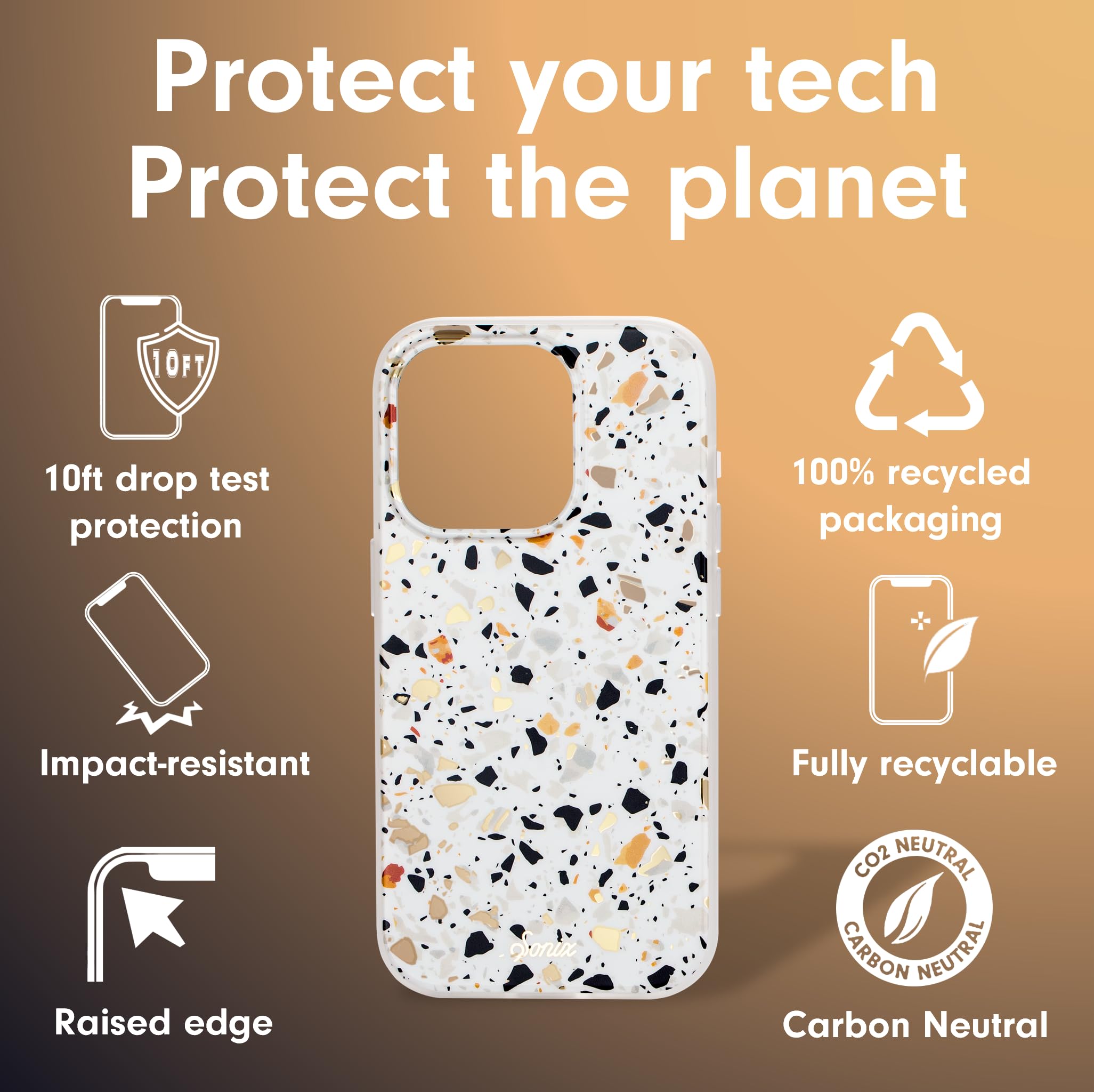 Sonix Case For Iphone 15 Pro | Compatible With Magsafe | 10Ft Drop Tested | Marble Terrazzo Confetti