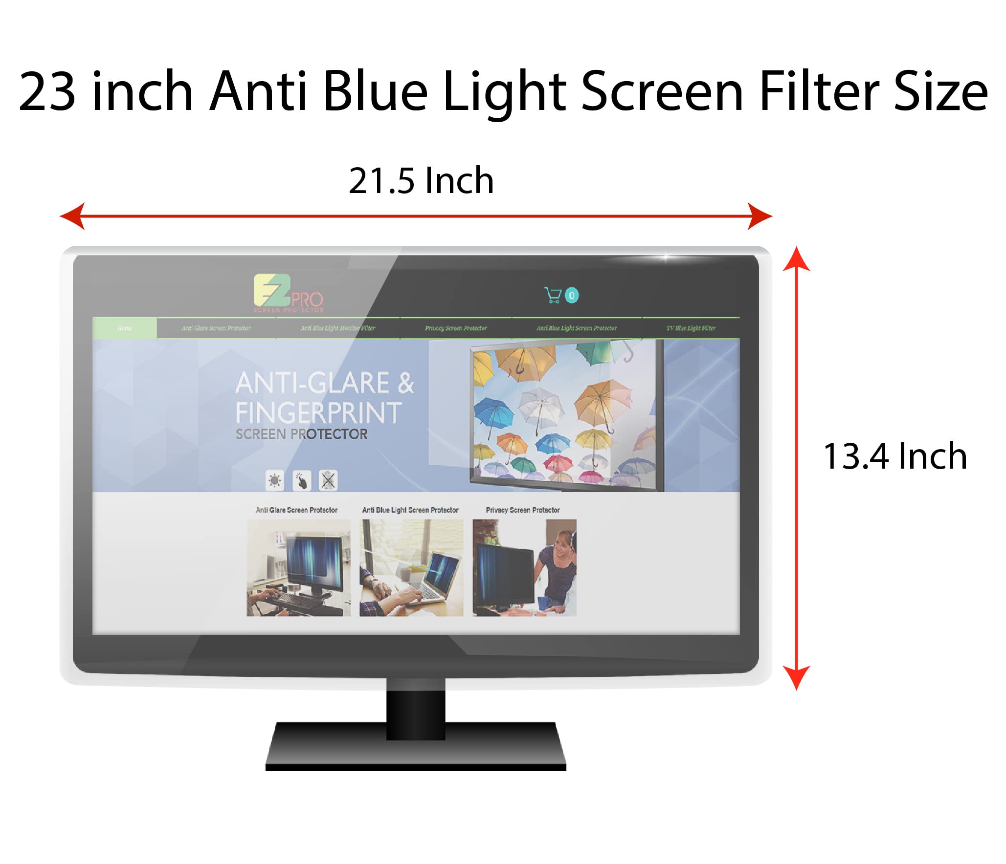 Anti Blue Light Screen Filter For 23 Inches Widescreen Desktop Monitor, Blocks Excessive Harmful Blue Light, Reduce Eye Fatigue