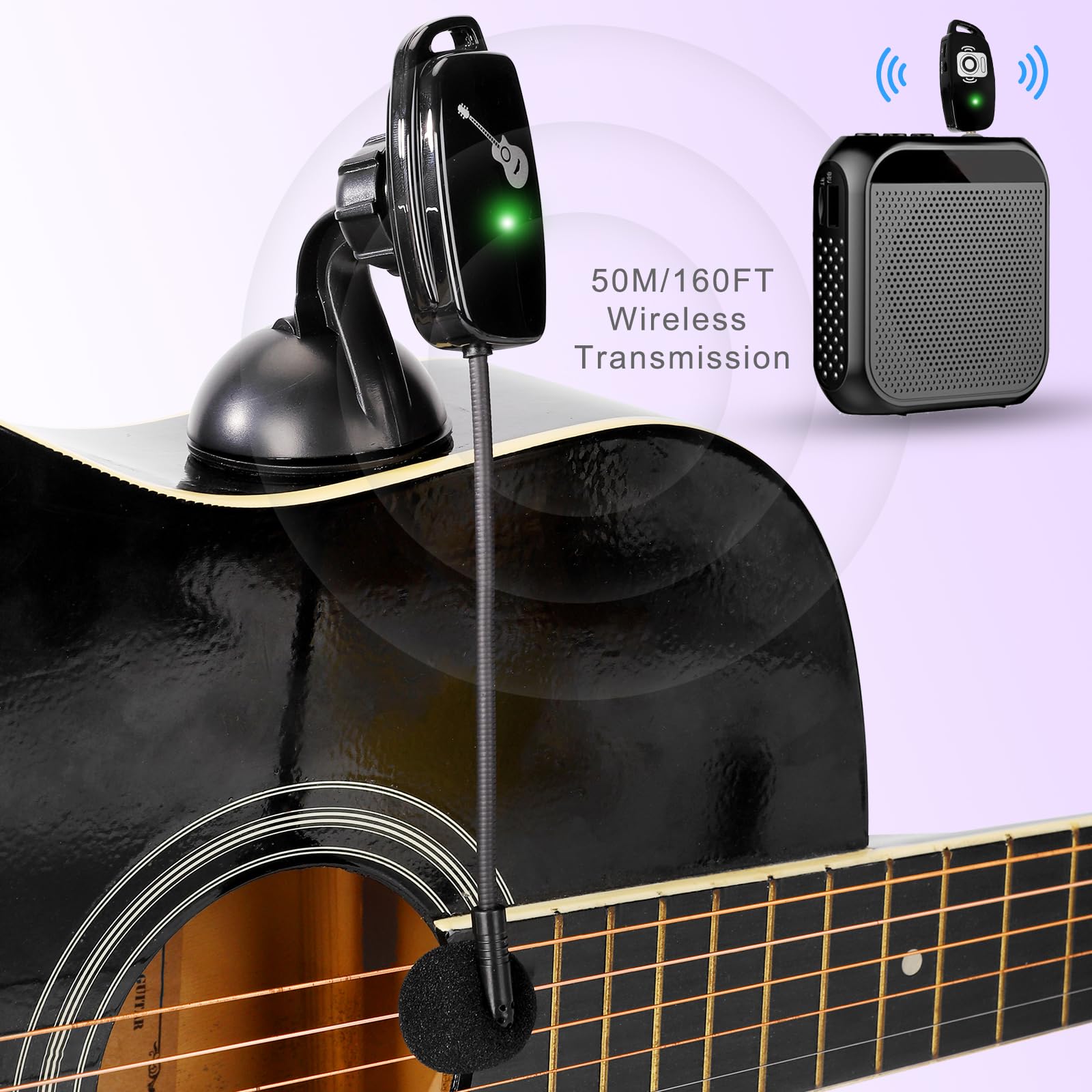 Wireless Instrument Microphone For Acoustic Guitar: 2.4G Cordless Clip-On Mics System With Transmitter And 6.35Mm Receiver, For