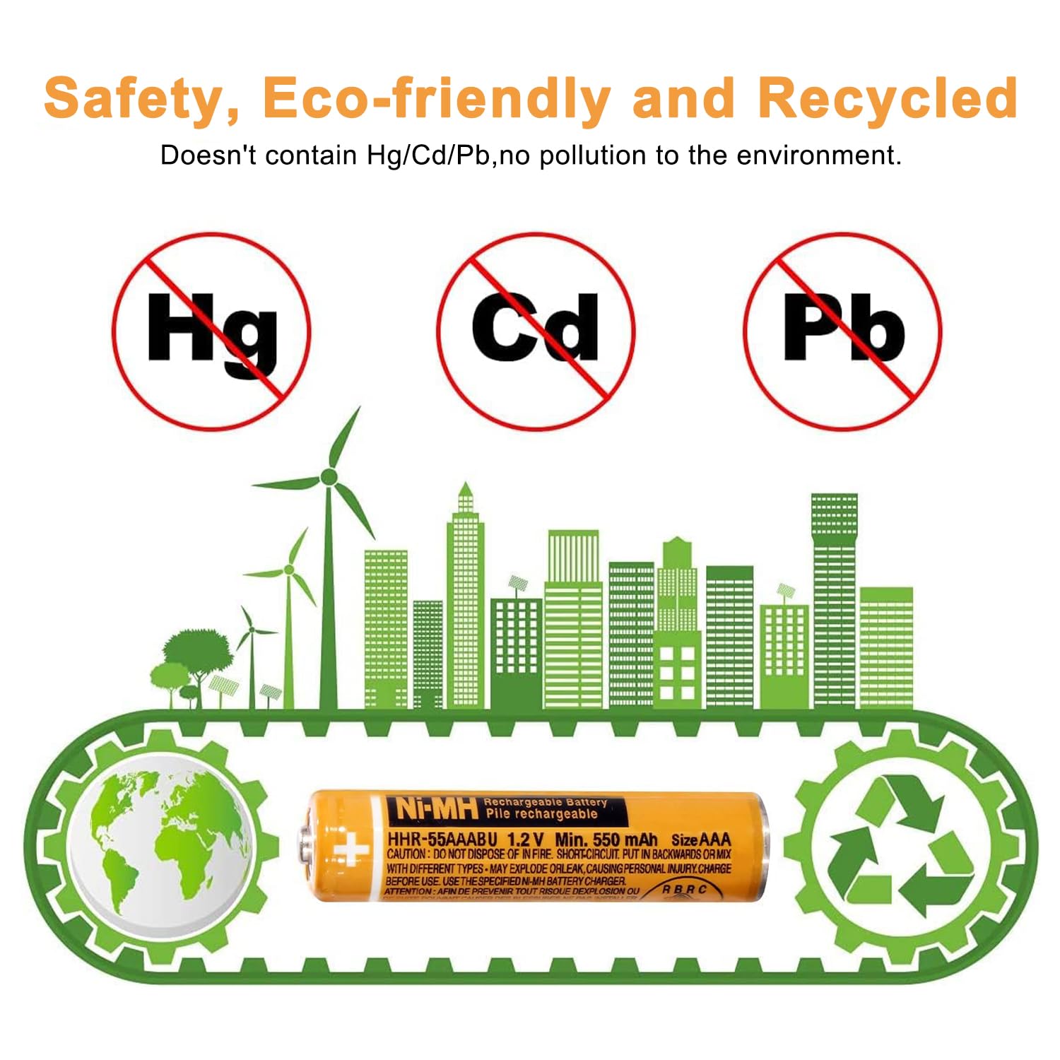 Pingju Ni Mh Aaa Rechargeable Battery 1.2V 550Mah 8 Pack Hhr 55Aaabu Aaa Batteries For Panasonic Cordless Phones, Remote Control