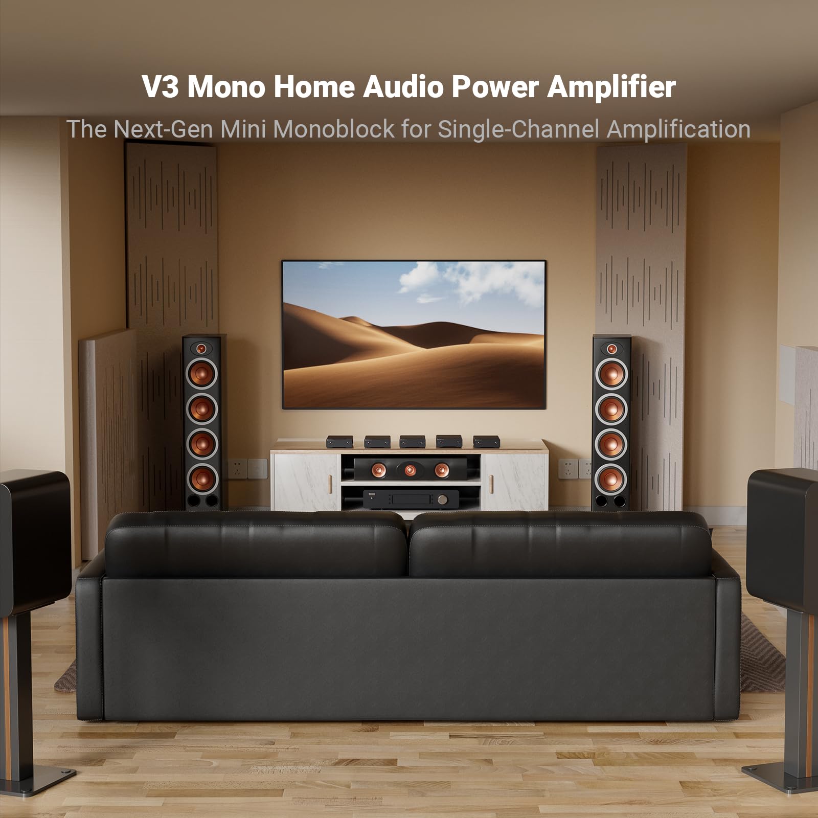 Fosi Audio V3 Mono Power Amplifier For Home Audio Speakers, Mini Monoblock Class D Amp With Tpa3255, 240W For Hifi Home Theater