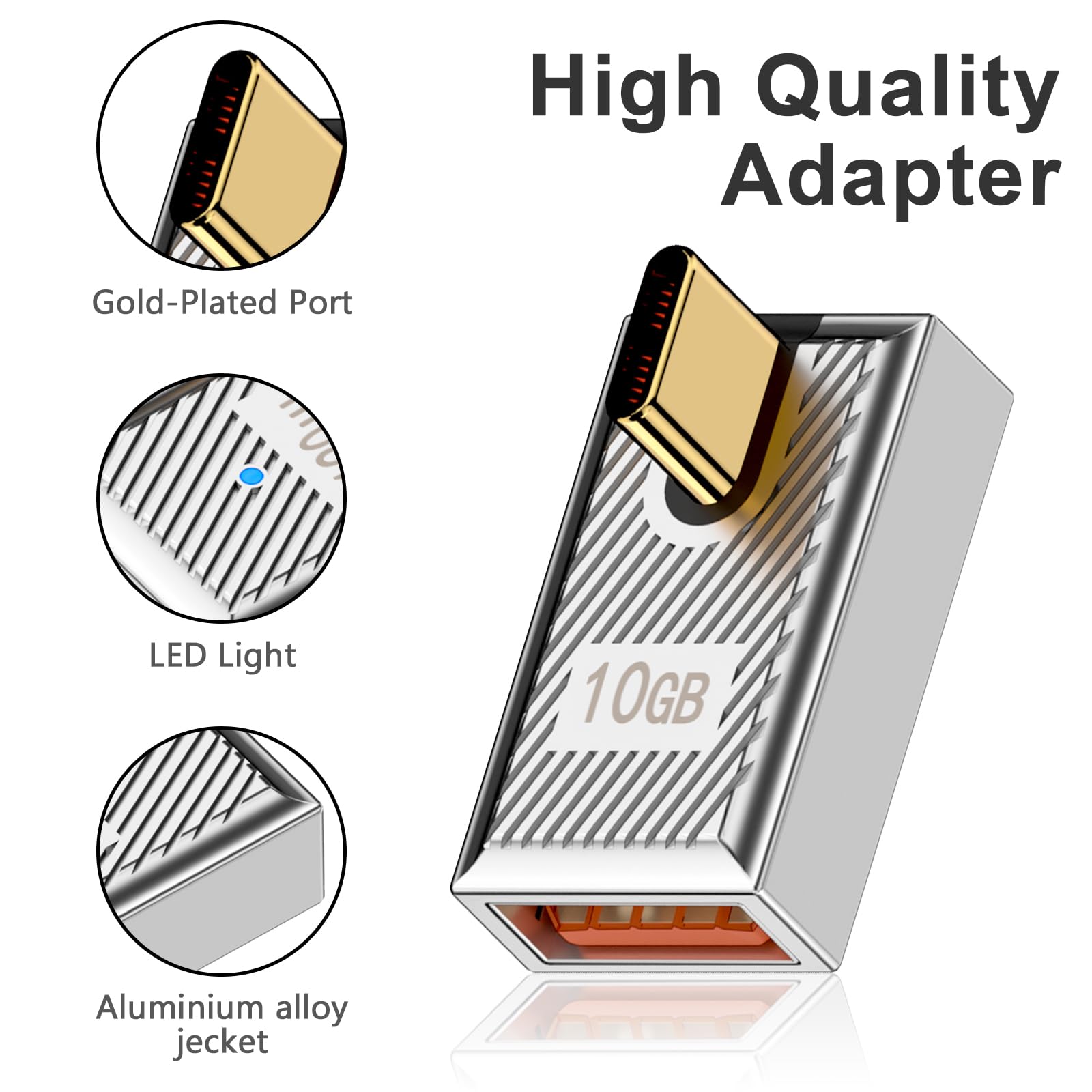 Poyiccot 90 Degree Usb C To Usb A Adapter 10Gbps, Usb C Male To Usb A Female Adapter 120W, Right Angle Usb C To Usb Adapter Zinc Alloy Type C Converter For Mac Book,Ipad,Samsung Galaxy, 3Pack