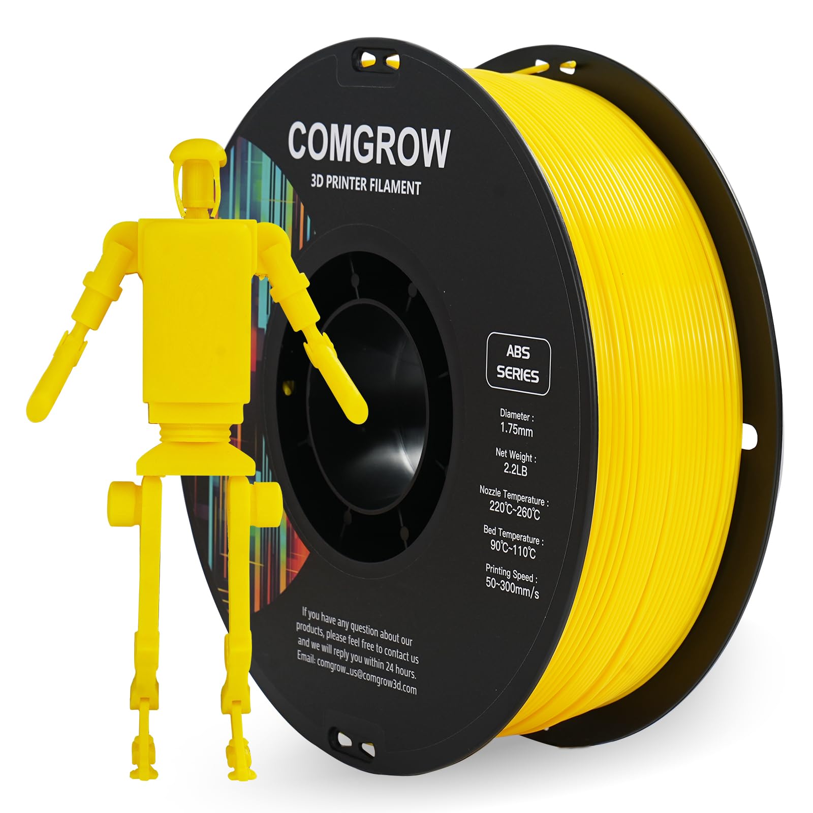 Comgrow ABS Filament 1.75mm, ABS 3D Printer Filament 1.75mm Heat Resistant 1kg ABS 3D Printing Filament 1.75mm, Strong and Durab
