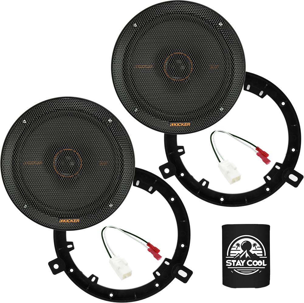 KICKER Dash/Overhead 6.75 Speakers Kit for Jeep Wrangler JK 2018 Upgrade Kit - Pair of KS Series 6 3/4 Inch Coaxial Speakers wit