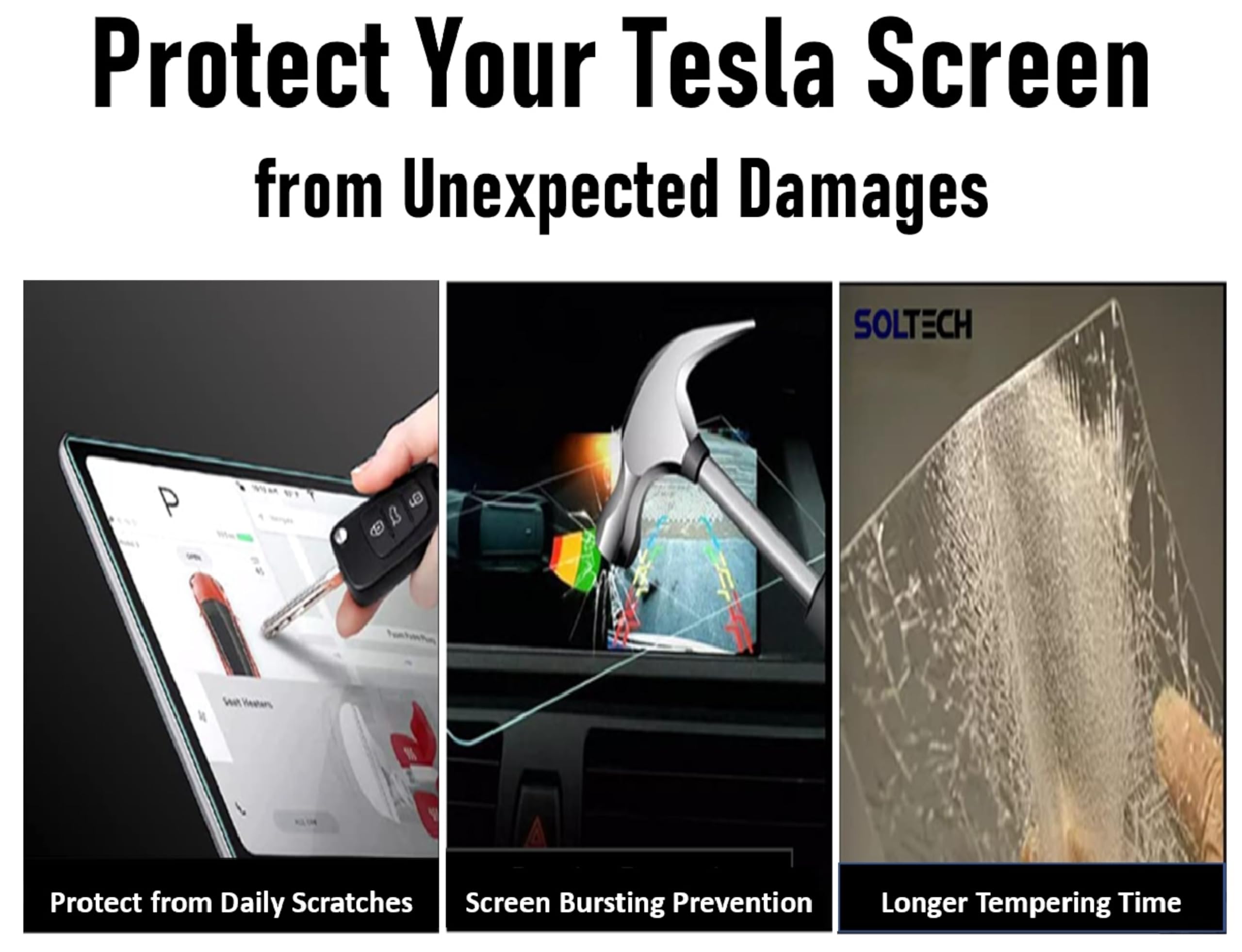 Soltech Tesla Screen Protector Designed For 17' Model S 2013 2014 2015 2016 2017 2018 2019 2020 | Model X 2016 2017 2018 2019 2020 Center Dashboard Touch Screen Accessories � Matte Tempered Glass
