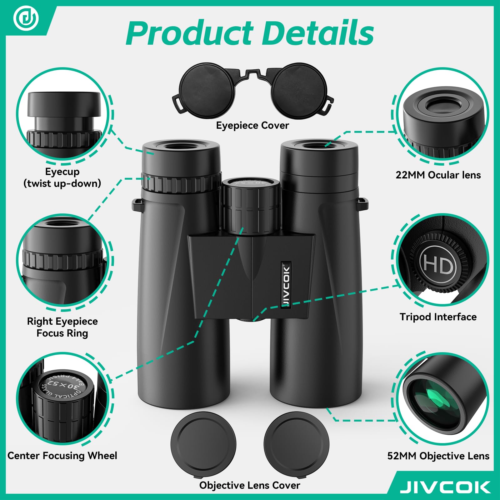 30X52 Binoculars For Adults - Hd High Powered Binoculars With Phone Adapter And Tripod, Waterproof & Large View Telescope For Bi