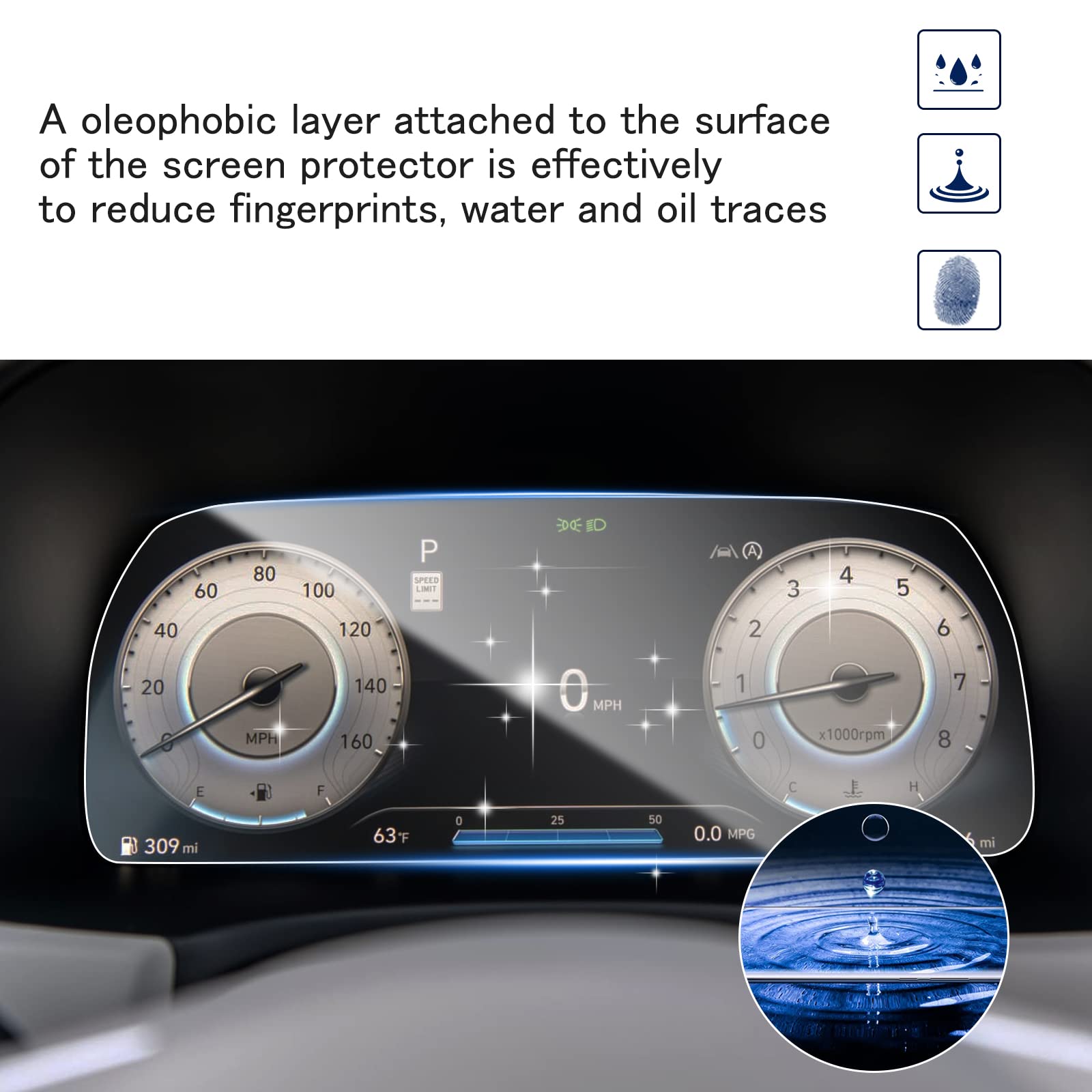 Shaohao 2024 2025 Palisade Screen Protector For 2023 2024 2025 Hyundai Palisade 12.3 Inch Digital Instrument Cluster Cover Hd Clear Dashboard Screen Protective Film For Palisade 2024 2025 Accessories