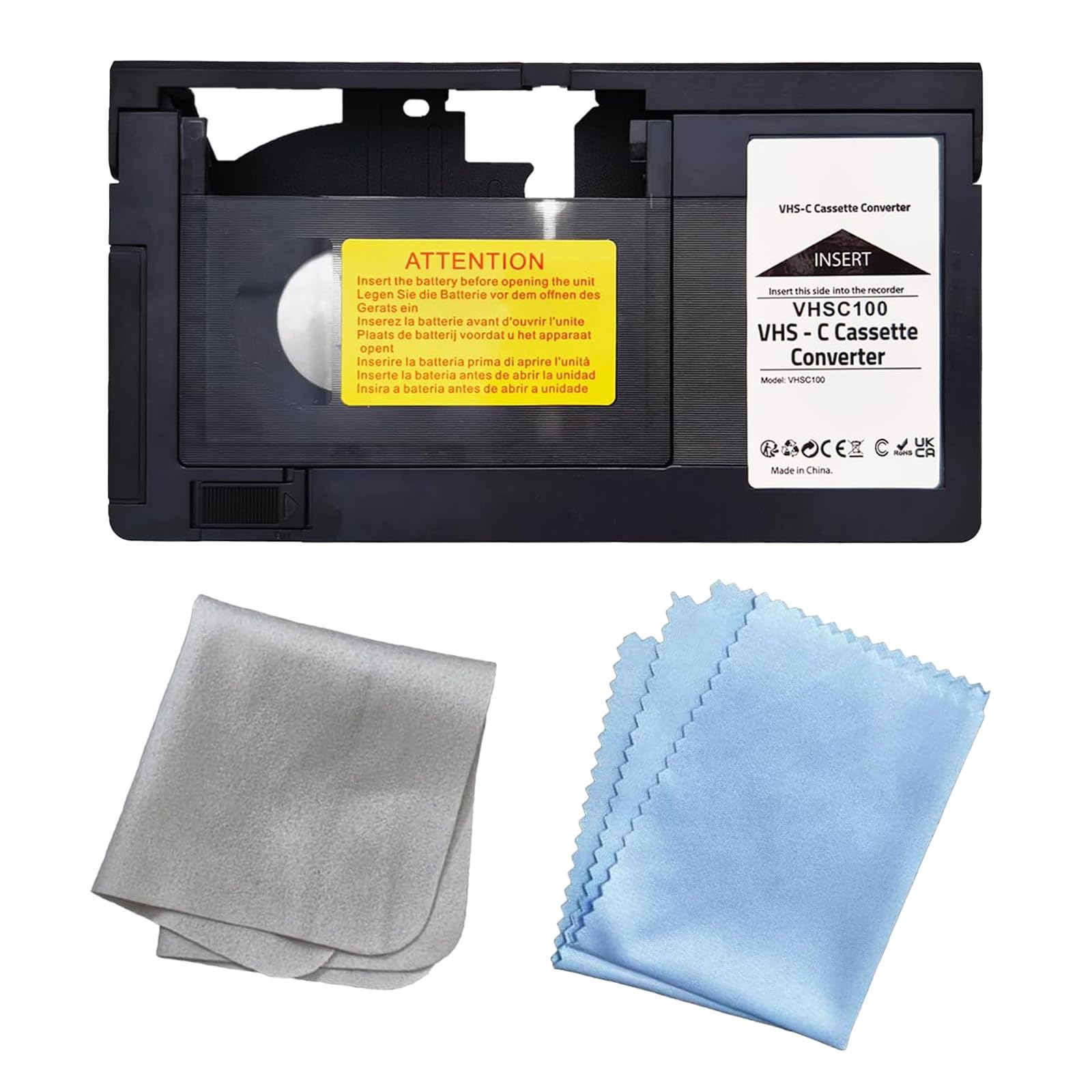 HQ VHSC Video Cassette Adaptor Motorized VHSC to VHS Cassette Adapter NOT Compatible with 8mm/MiniDV/Hi8 Tapes with 2 Pcs Lens