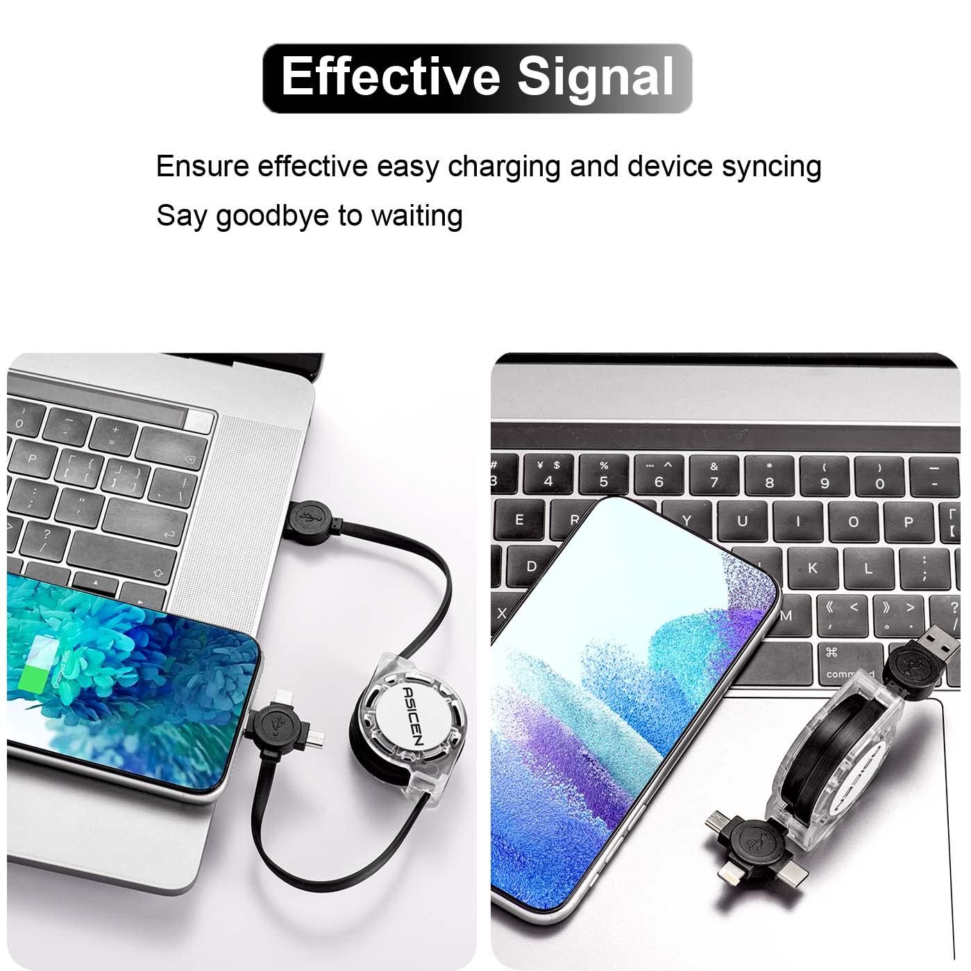 3.3Ft 2Pack Retractable Multi Fast Charging Cord, 3 In 1 Multi Charger Cable Charging Cable, Retractable Charger With Lightning/