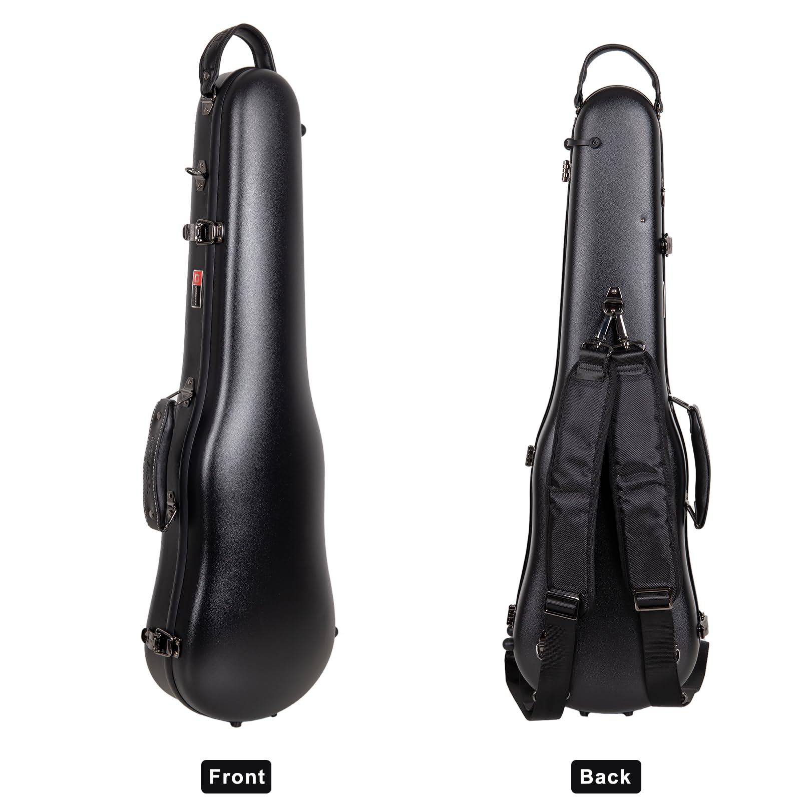 Crossrock Poly Carbon Shaped Violin Case For 4/4 Full-Size | Matte Black Finish, Hygrometer, Accessory Storage, Protective Blank