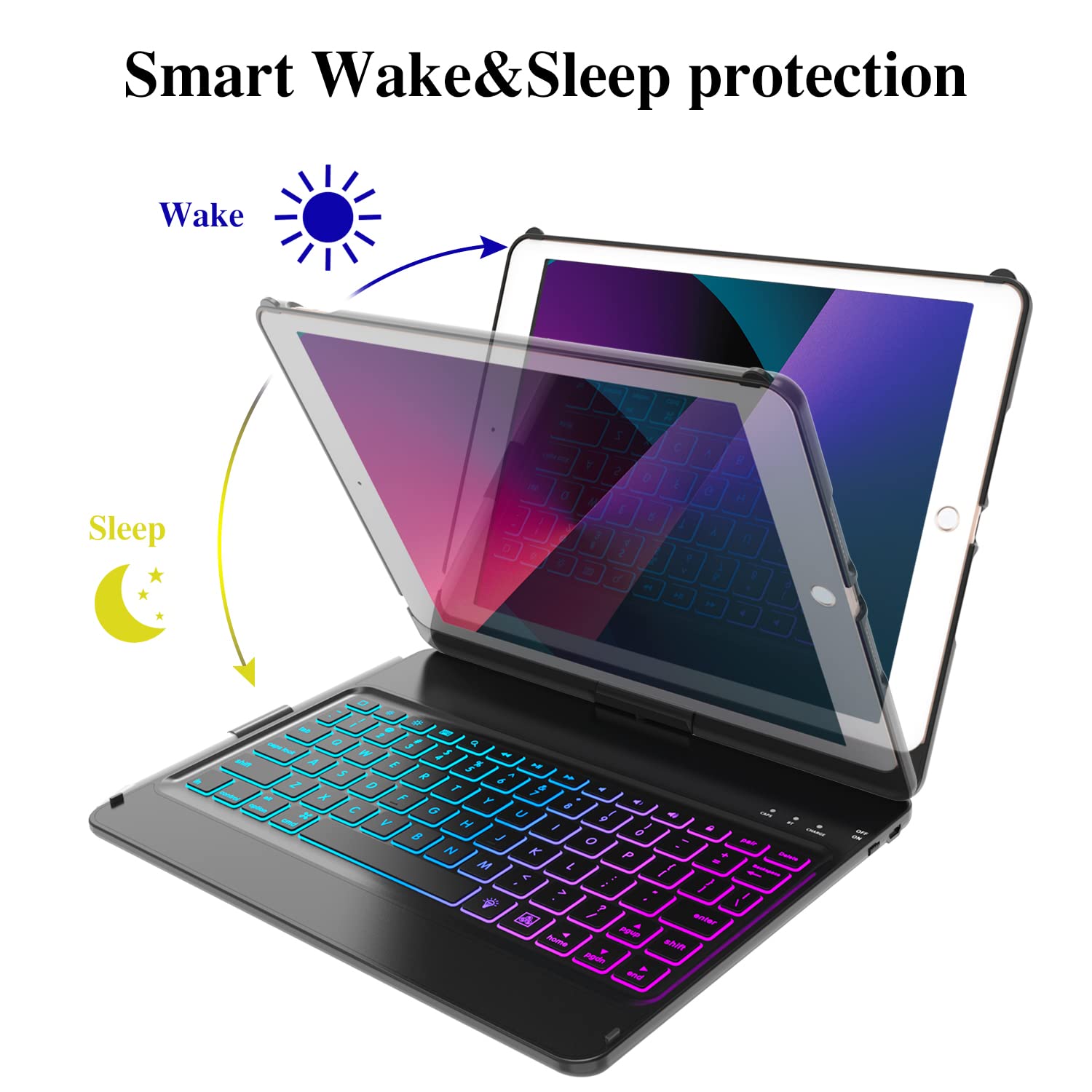 Mmk Ipad Keyboard Case - 10.2 Inch, 360 Rotatable Wireless Detachable Bluetooth Keyboard Cover For Ipad 9Th Gen 2021, 8Th Gen 20