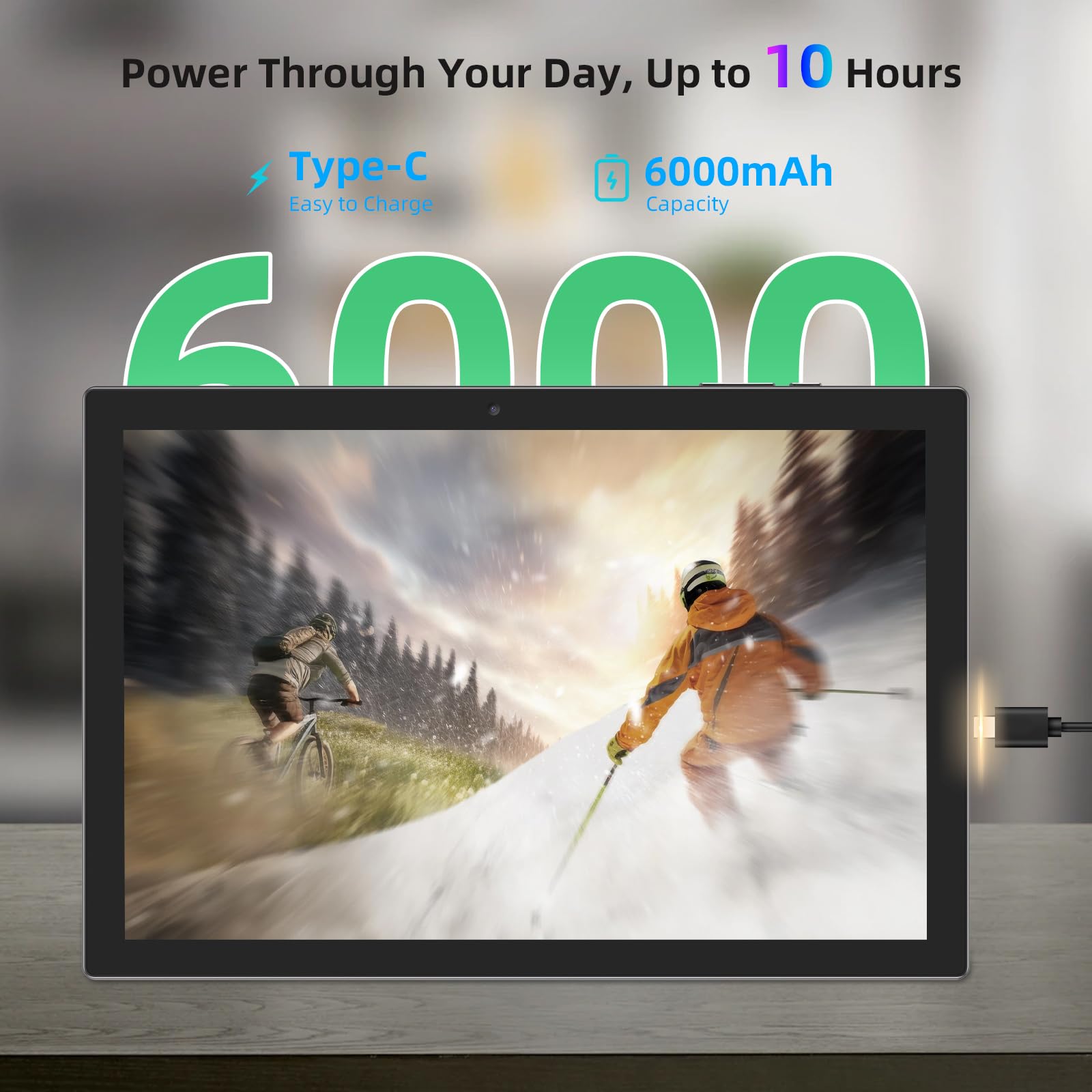 Tablet With Keyboard Android 13 Tablets 2 In 1 Tablet 12Gb+128Gb, 10 Inch Tablets Set Include Case Mouse Stylus Pen Screen Film