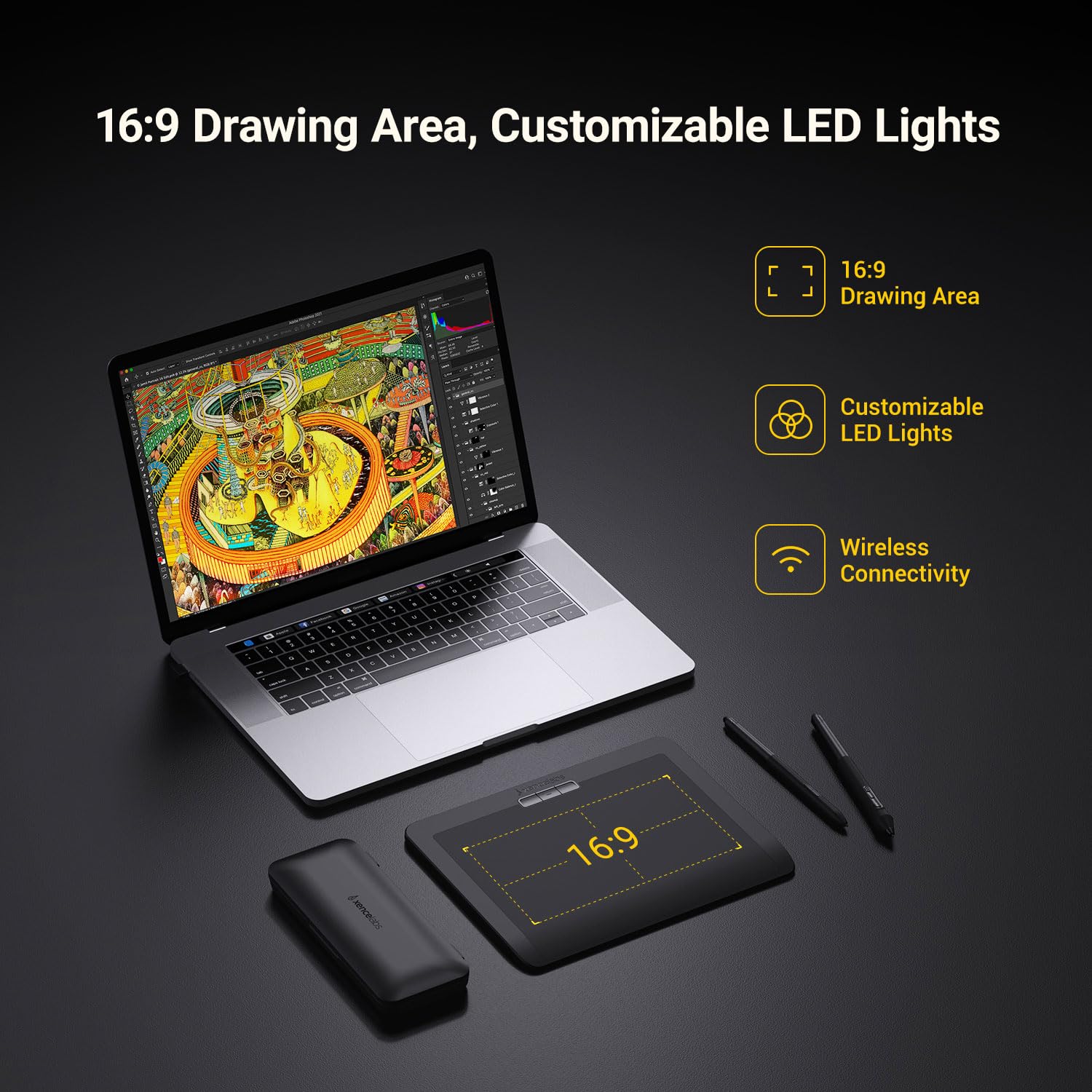 Xencelabs Drawing Tablet Small, Portable Wireless Graphic Tablets, Ultrathin Pen Tablet With 2 Battery Free Stylus, 8192 Levels