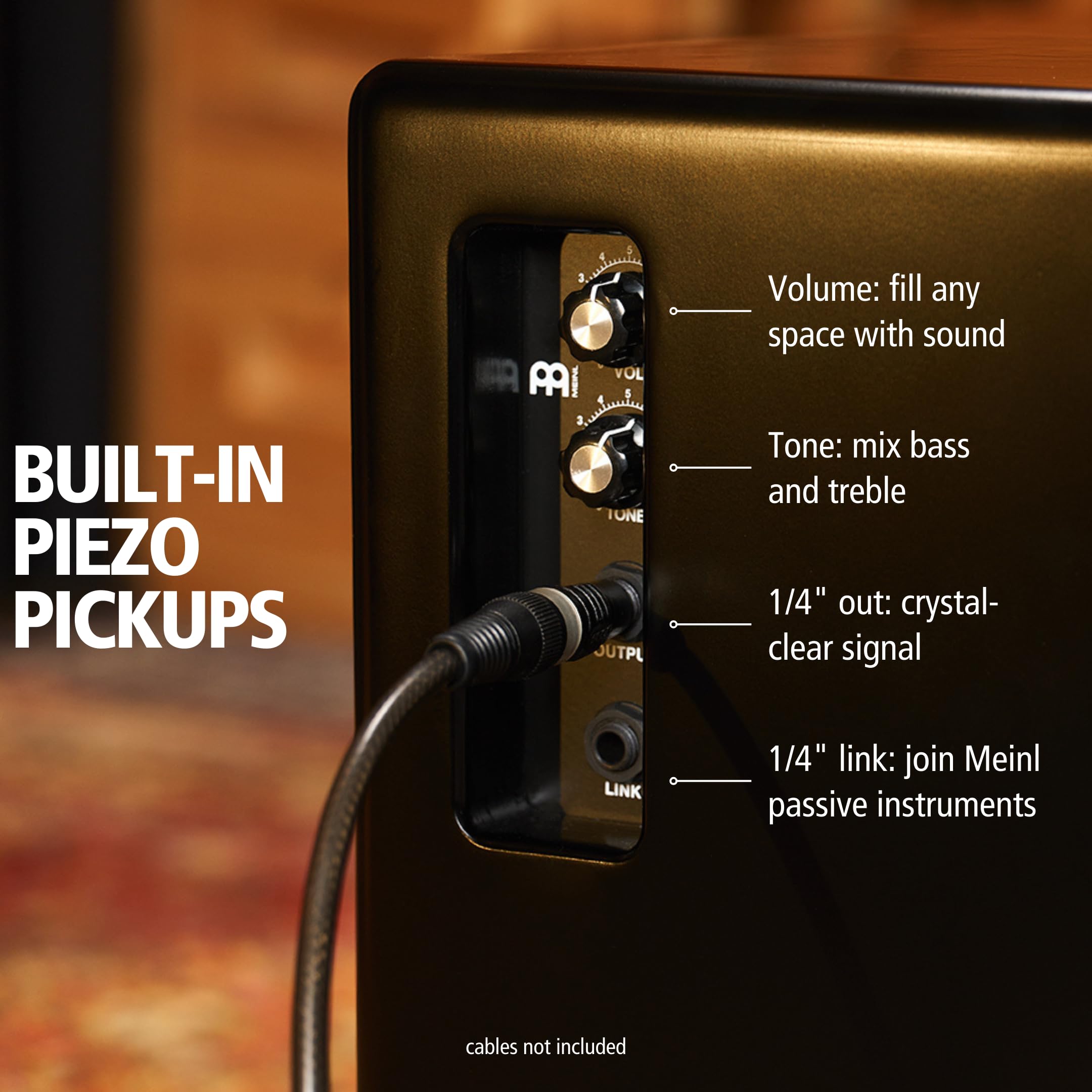 Meinl Pickup Cajon Box Drum With Internal Strings For Snare Effect   Not Made In China   Makah Burl Frontplate / Baltic Birch Body, Woodcraft Professional, 2 Year Warranty (Pwcp100Mb)