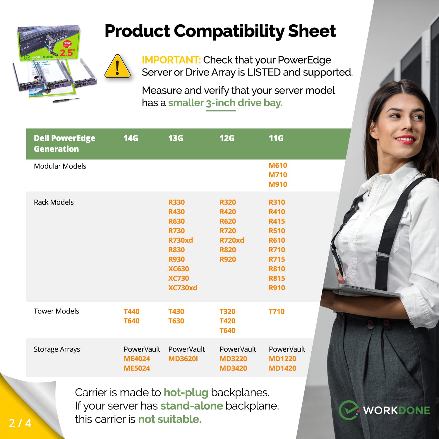Workdone 3 Pack   2.5'' Hard Drive Caddy G176J Compatible For Dell Poweredge Server   R310 R410 R415 R510 R610 M610 T710 R710 M7