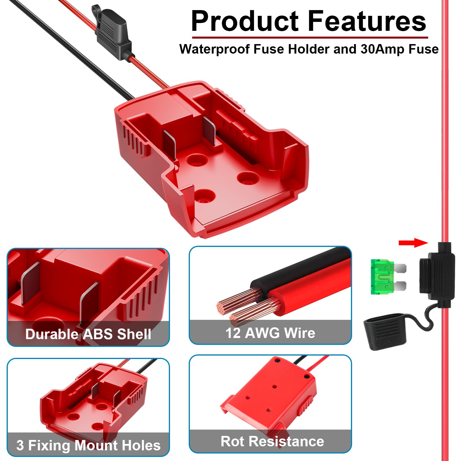 18V To 12V Step Down Converter Aadpter Compatible With Milwaukee M18 Batteries, Dc 12 Voltage Battery Power Adapter, 15A 180W Bu