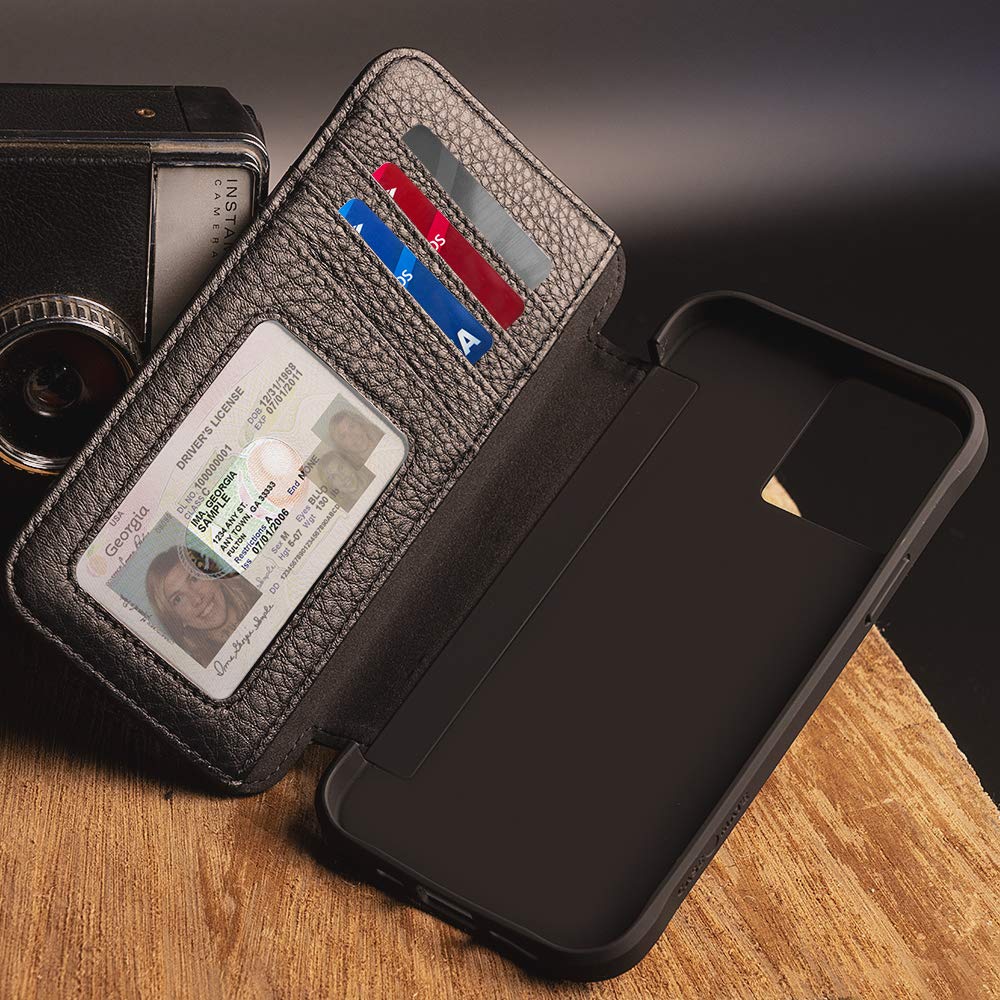 Case Mate   Tough Leather Wallet Folio   Case For Iphone 12 Mini (5G)   Holds 4 Cards + Cash   5.4 Inch   Black