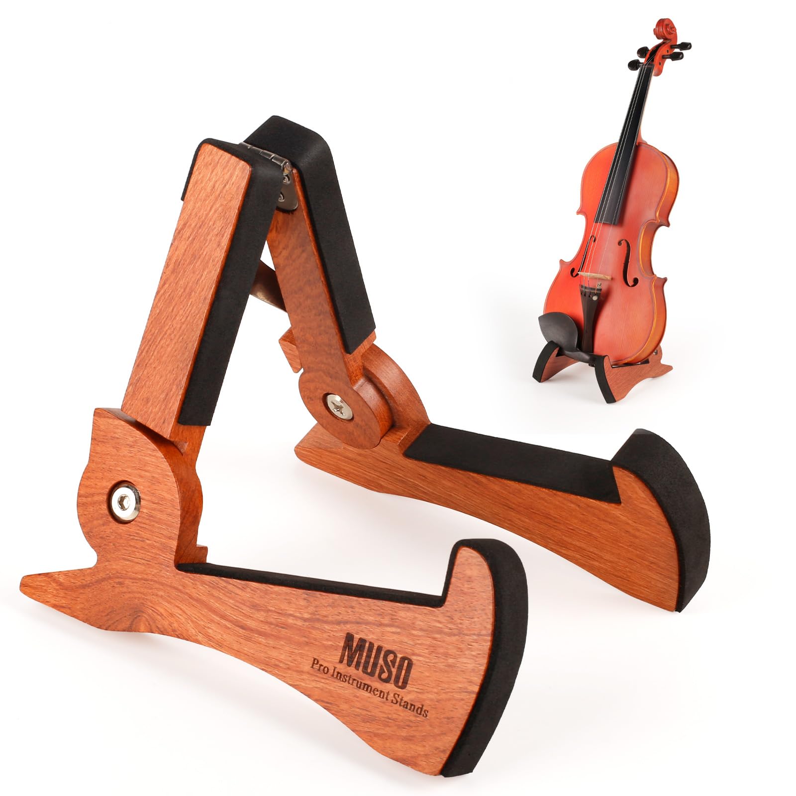 Muso Mini Violin Stand, Premium Solid Wood, Lightweight&Stylish Holder For Violin,Ukulele And Banjo (Rosewood)