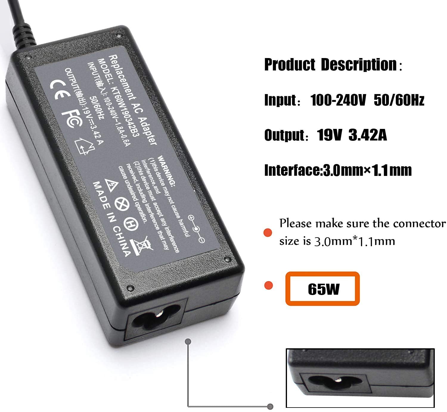 65W 45W Charger For Acer Aspire 1 3 5 Series A315-23 A315-24P A315-24Pt A315-58 A315-59 A515-44 A515-45 A515-46 A515-54 A515-55