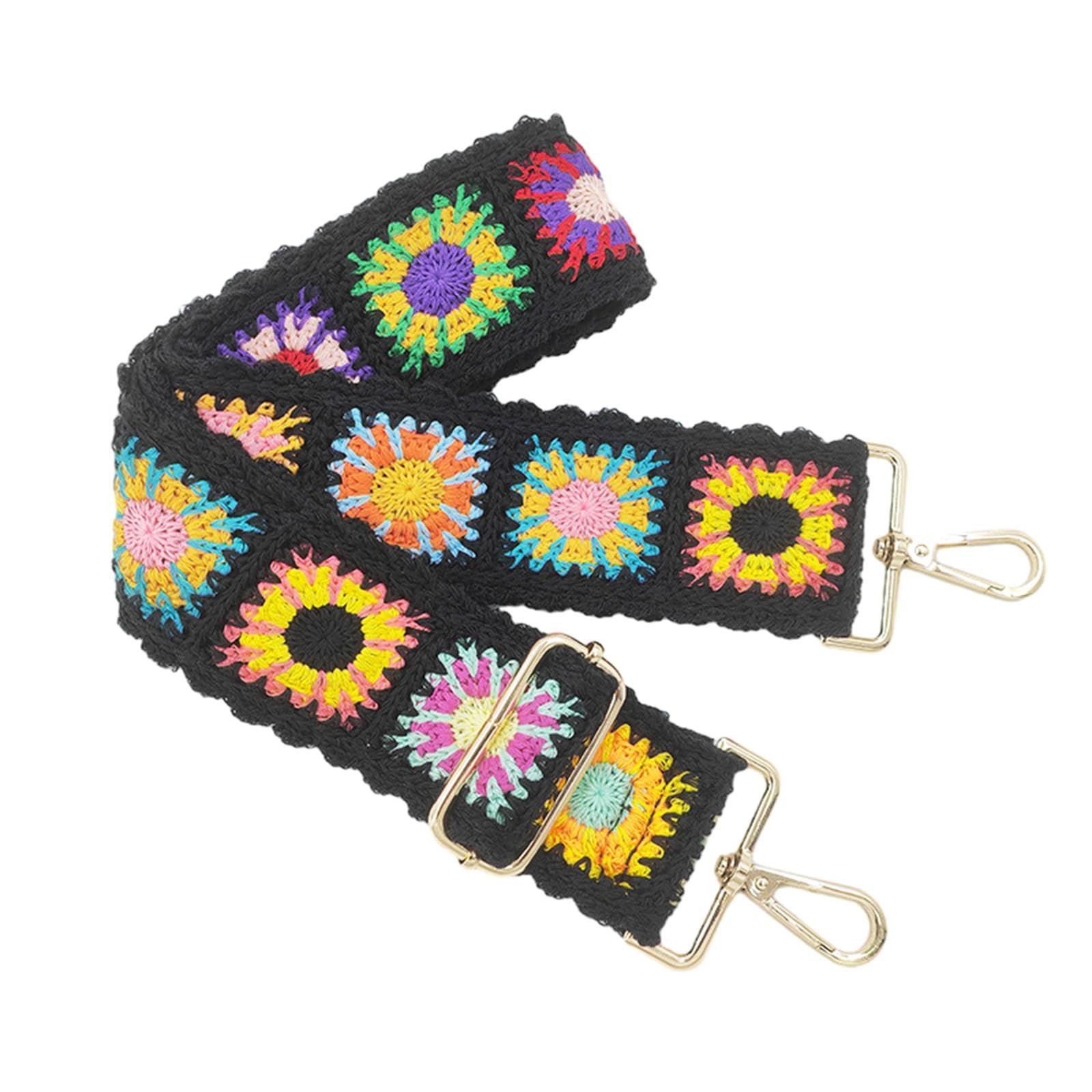 MYADDICTION Bohemian Guitar Strap Comfortable Multipurpose Bag Strap for Electric Guitar Black