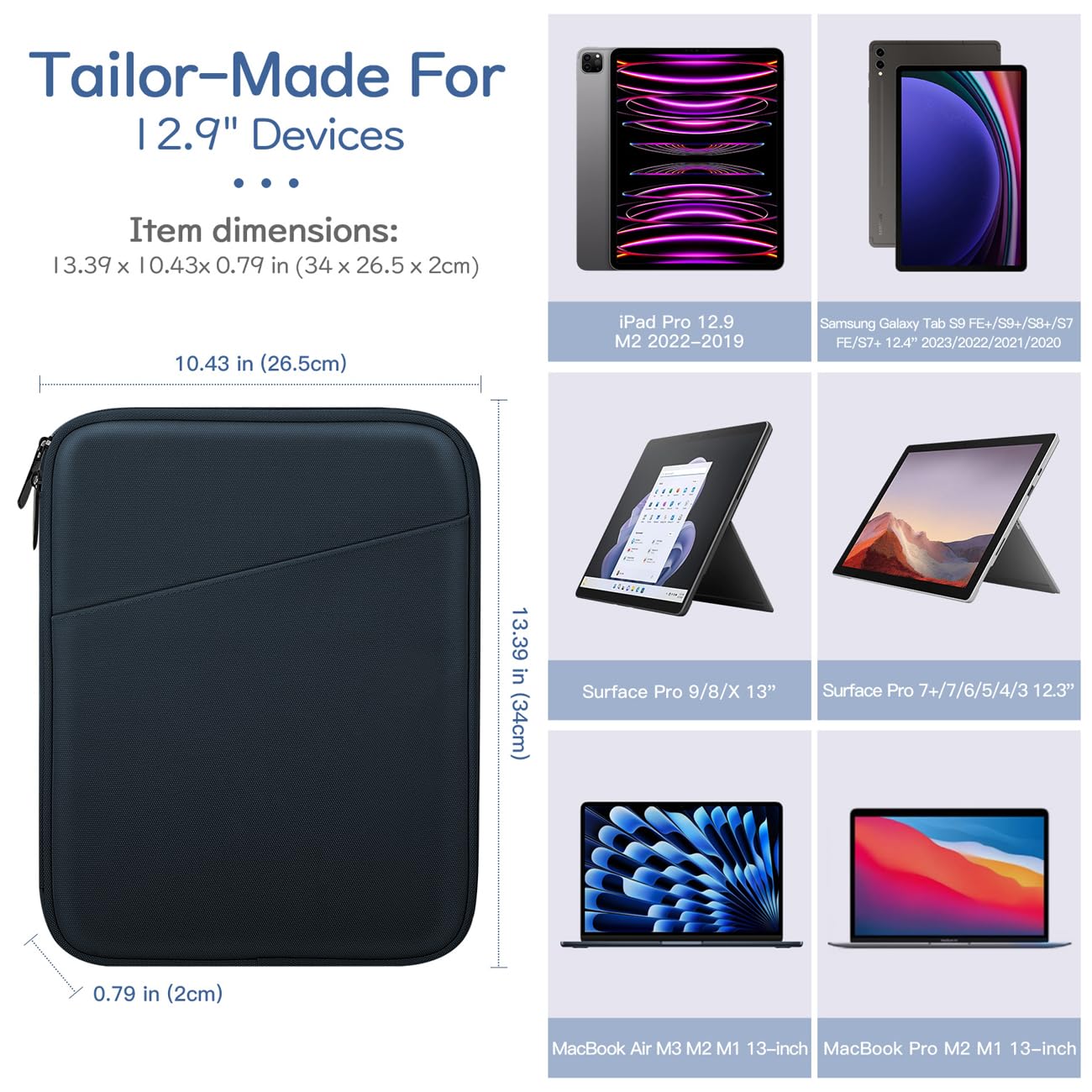 Dadanism 12.9 Inch Tablet Sleeve Bag Carrying Case For Ipad Pro 12.9 M2 6Th/5Th/4Th/3Rd Gen, Ipad Pro 13 M4 2024, Ipad Air 13 20