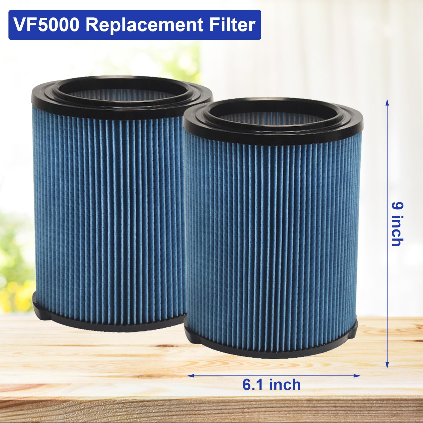 2 Pack Vf5000 Filter Replacement For Ridgid Shop Vac 5 20 Gallon Wet Dry Vacuums,3 Layer Pleated Wet/Dry Vacuum Filter Compatibl