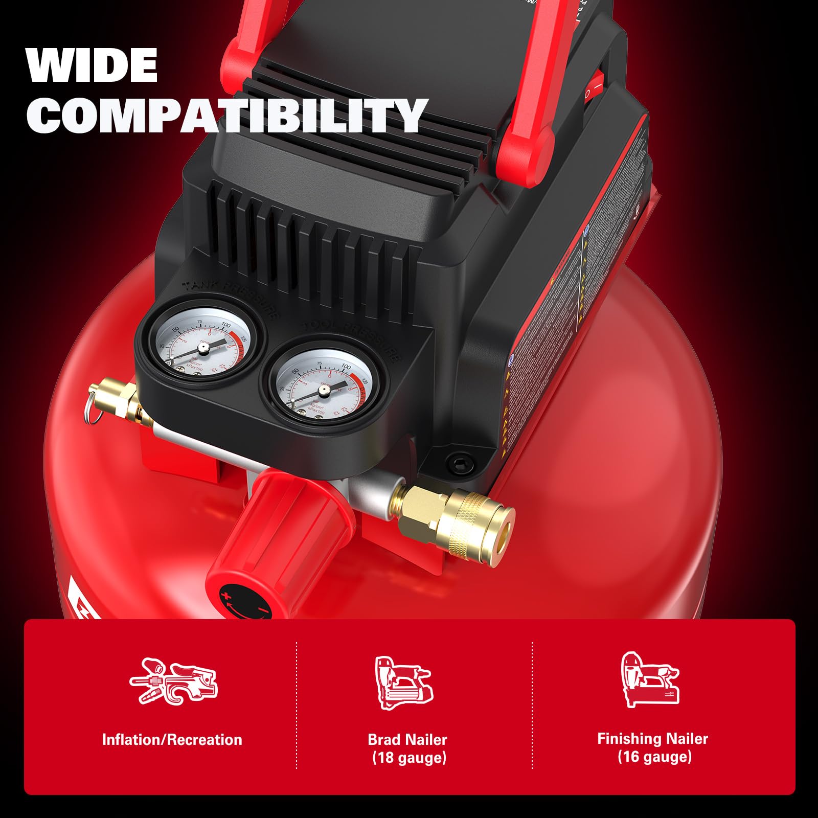 Ecomax Air Compressor 3 Gallon 1/3 Hp Pancake Max 110 Psi Portable Oil Free Tank