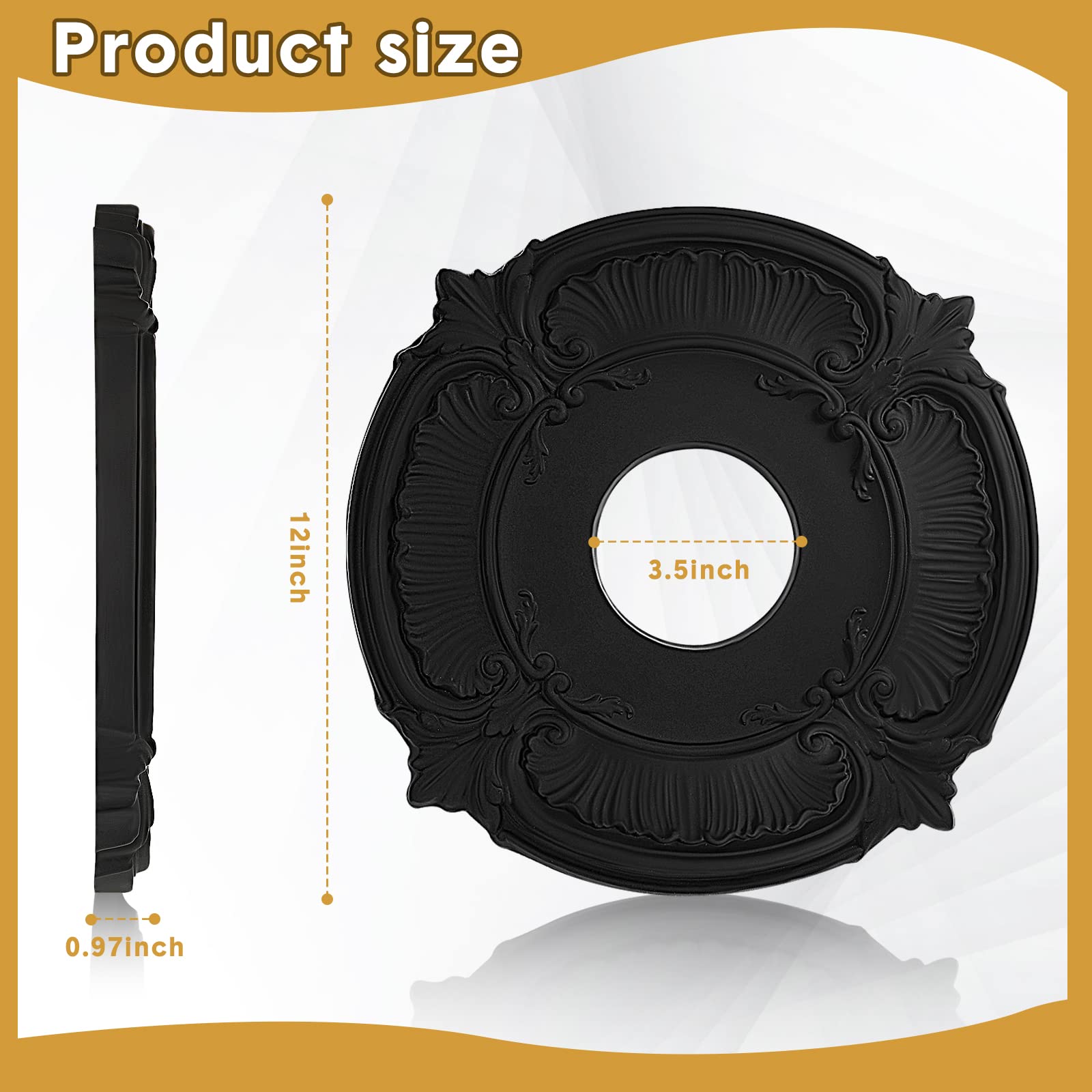 2 Pieces Pu Ceiling Medallion Decorative Ceiling Fan Medallion Round Home Lighting Ceiling Medallion Ring For Light Fixtures Cei