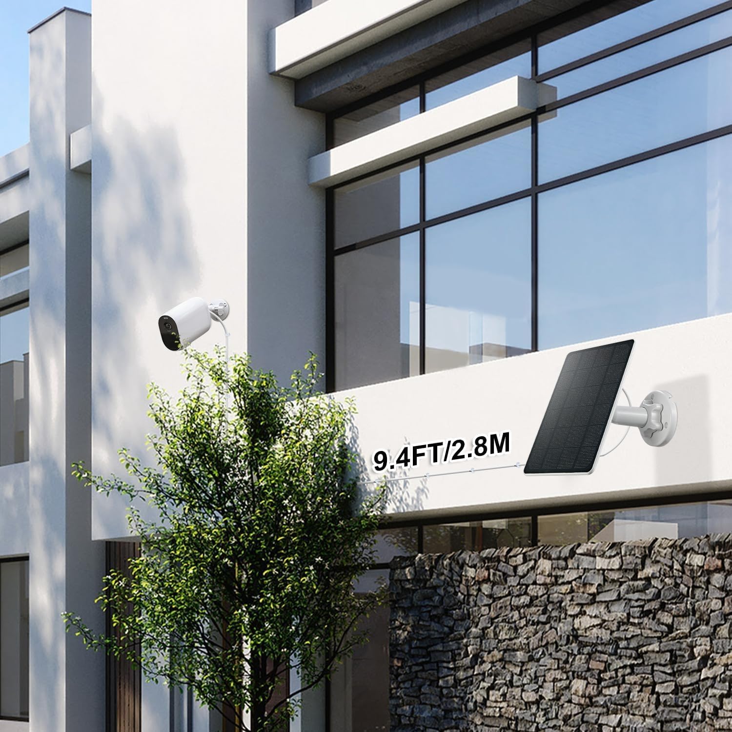 2Pc Solar Panel Charger Compatible With Arlo Essential Spotlight/Xl Spotlight Camera, 9.4Ft Waterproof Charging Cable, 360Adjust