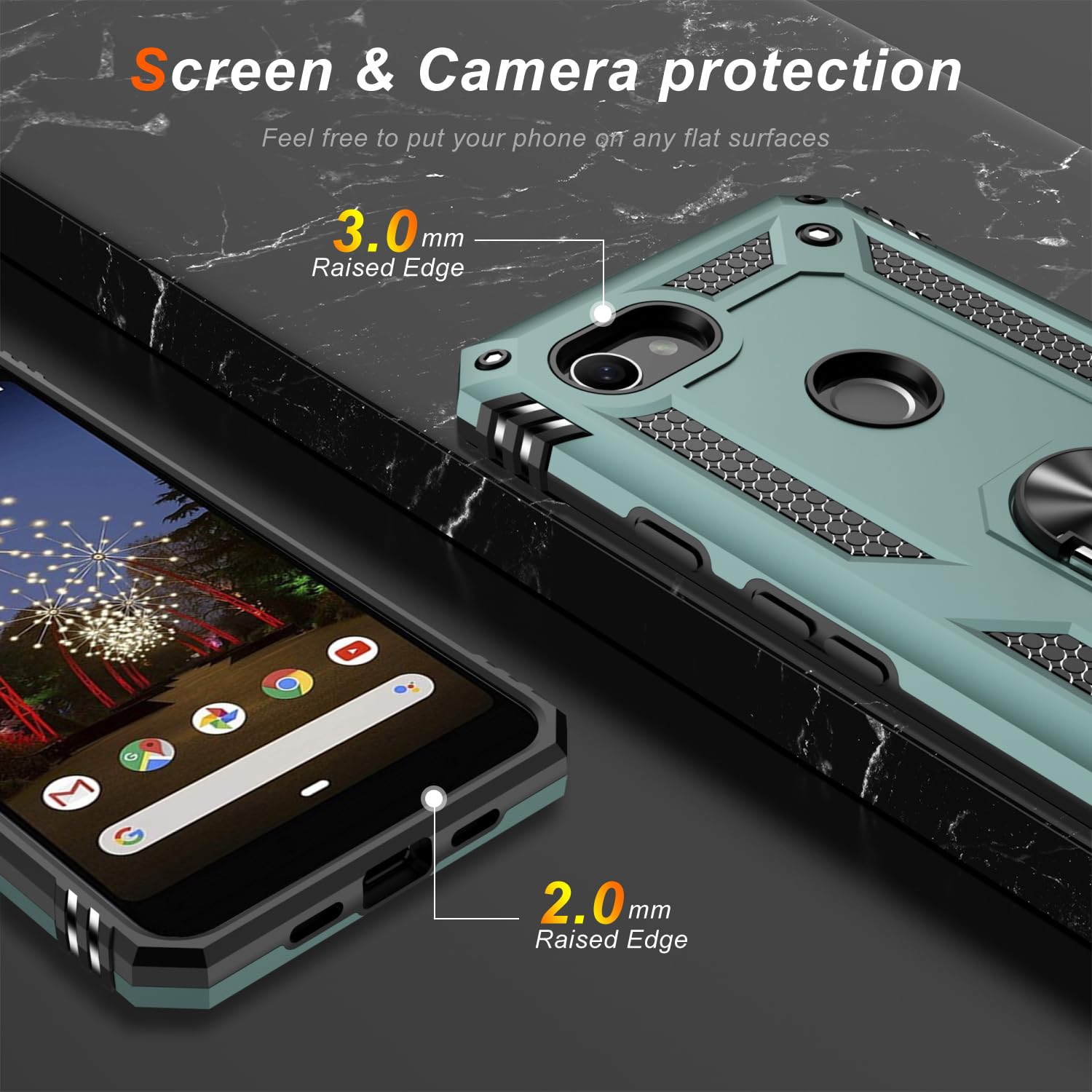 Lumarke For Google Pixel 3A Xl Case With Screen Protector,Pass 16Ft. Drop Tested Military Grade Protective Phone Cover With Magn