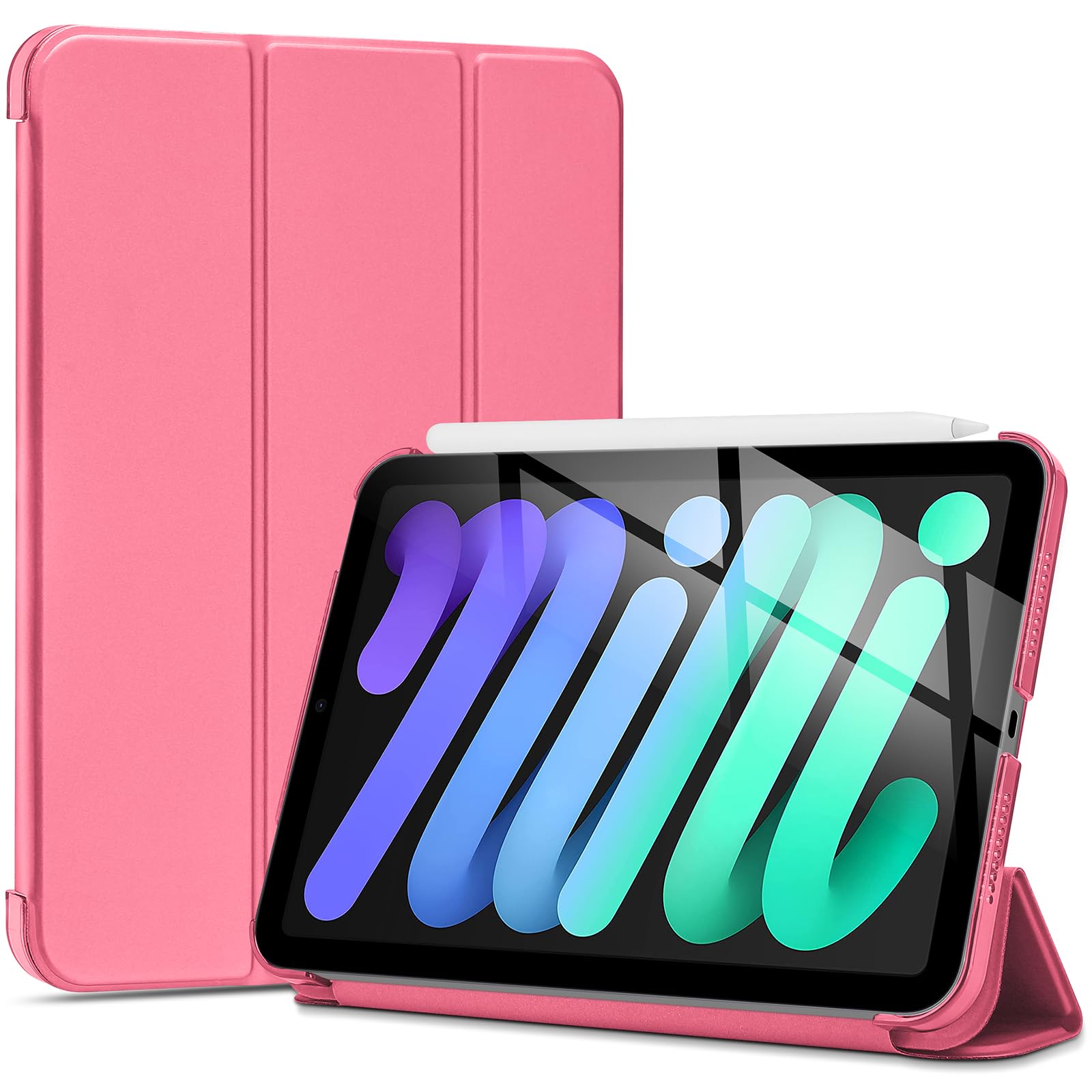 Procase Smart Case For Ipad Mini 7 A17 Pro 2024/Ipad Mini 6 2021 8.3 Inch Ipad Mini 7Th/6Th Gen Case, Hard Back Cover For Ipad Mini 8.3' 7Th Gen A2995/A2996/A2993/6Th Gen A2567 A2568 A2569  Melonpink