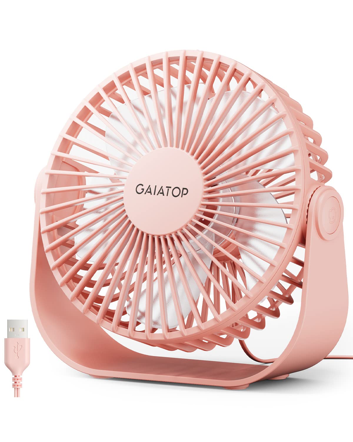 Gaiatop Usb Desk Fan, 3 Speeds Portable Small Fan With Strong Airflow, 5.5 Inch Quiet Table Fan, 90    Rotate Personal Cooling F