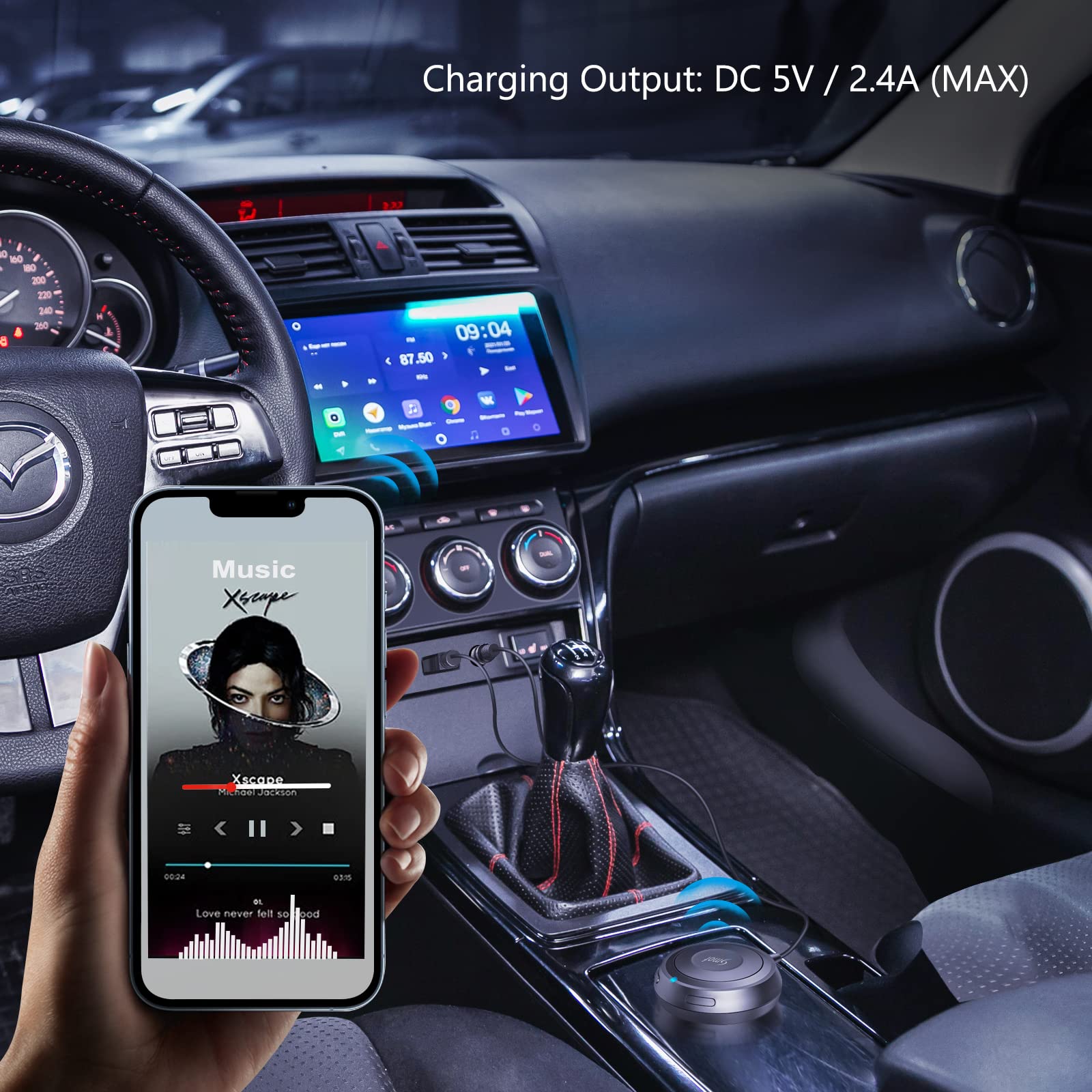 Smof Bluetooth Car Kit, Aux Bluetooth Adapter For Car With Ground Loop Noise Isolator For Handsfree Calls And Music Streaming,Voice Assistant,Car Bluetooth Adapter For Car/Home Stereo