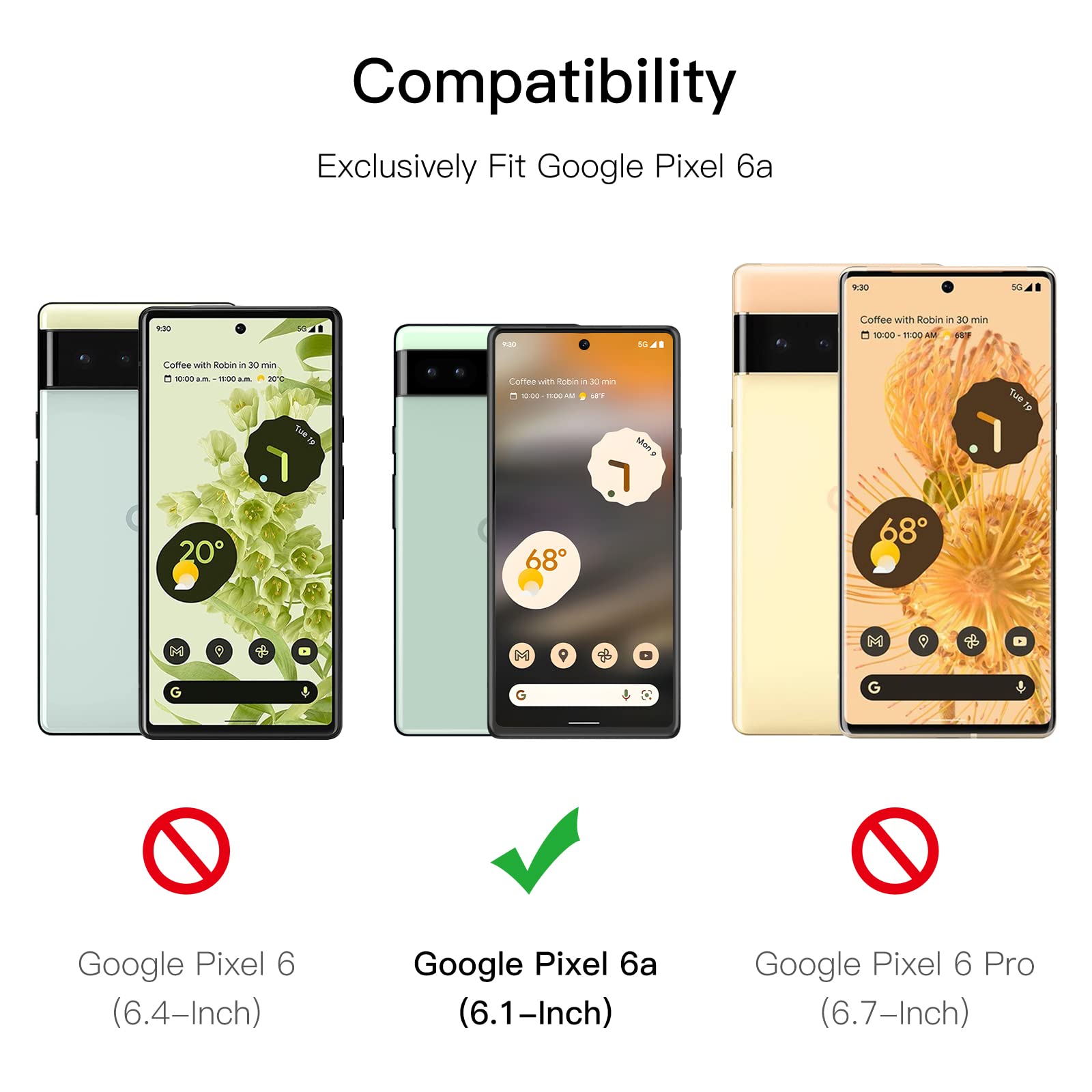 Jetech Screen Protector For Google Pixel 6A 6.1-Inch With Camera Lens Protector, Easy Installation Tool, Fingerprint Compatible,