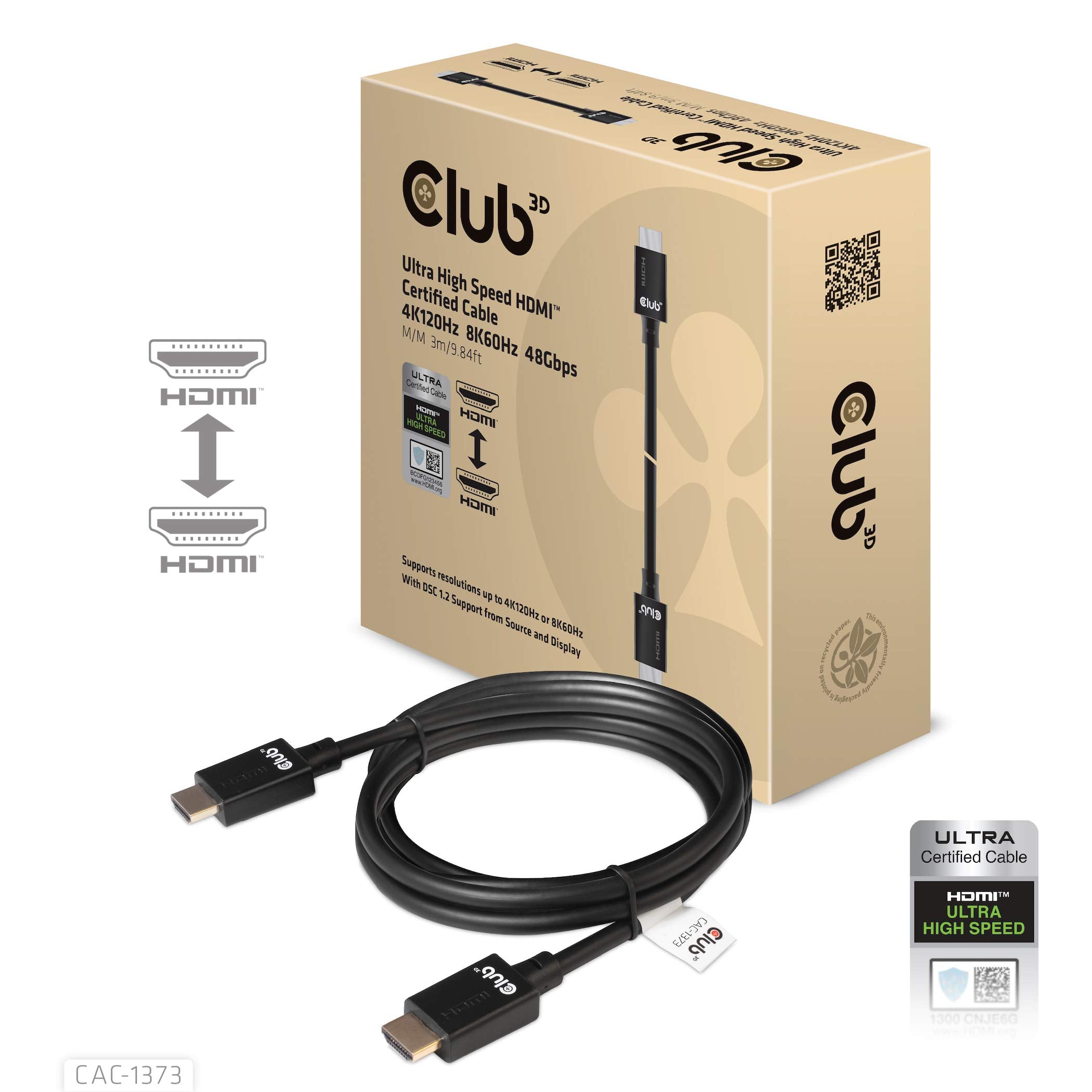Club 3D Ultra High Speed HDMIKabel 10K120Hz 48Gbit/s  3m