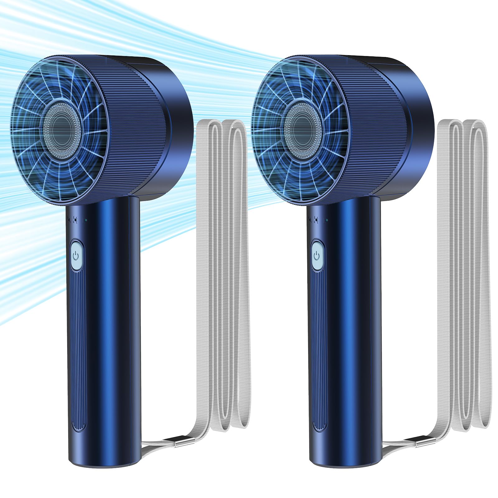2PCS Portable Handheld Fan Rechargeable,Mini Personal Fan, Hand Held Fan With 4 Speeds Turbo Mini Fan, USB 2600mAh Battery Small