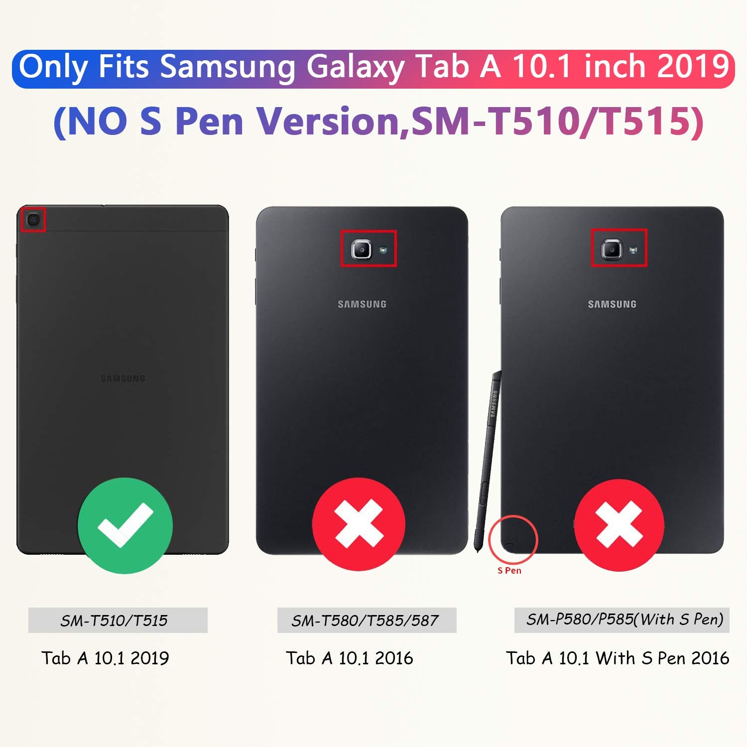 Dteck Case For Samsung Galaxy Tab A 10.1 Case 2019 Model Sm-T510/Sm-T515, Multi-Angle Viewing Protective Pu Leather Folio Cover