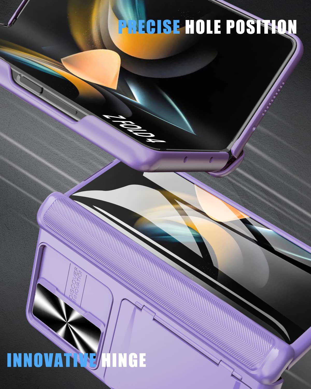 Vihibii For Galaxy Z Fold 4 Case With Card Holder, Sliding Camera Cover & Hinge Protection & Kickstand & Screen Protector, Heavy