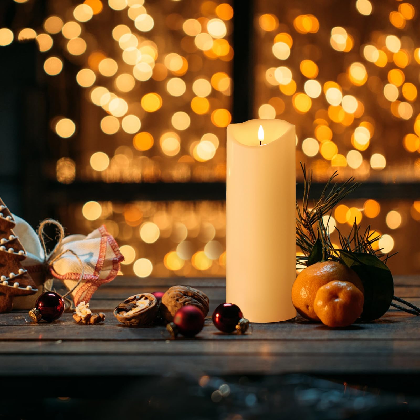 Hjandhj Outdoor Candles With Timer, Waterproof, Large Flickering Flameless Candles With Remote, 4'' X 12'', Battery Operated, Lo