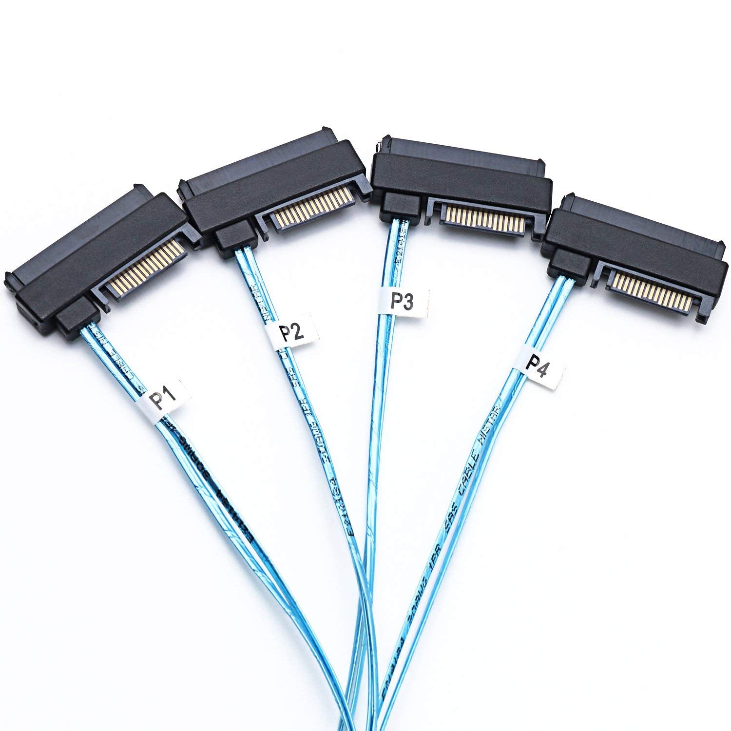 Cabledeconn Sff 8643 Internal Mini Sas Hd To (4) 29Pin Sff 8482 Connectors With Sas 15Pin Power Port 12Gb/S Cable (1M) (H0204)