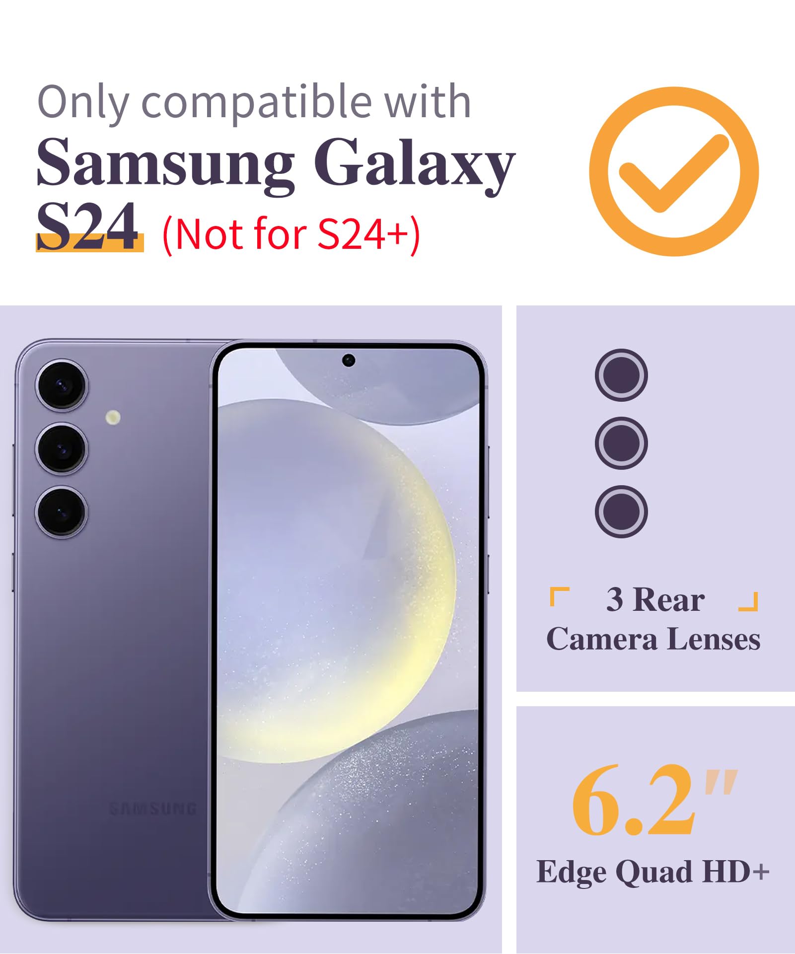 Gviewin For Samsung Galaxy S24 Case Floral, With Screen Protector & Camera Lens Protector, Hard Pc&Tpu Bumper Clear Shockproof P